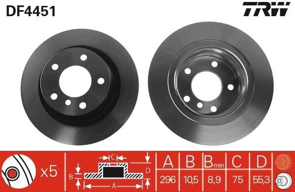 TRW DF4451 | Disk Arka 06-3S-E90 07-1S-E81-E87 | 1 Adet