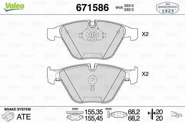 VALEO 671586 | Fren Balata Ön 03-10 3-Seri (E90) 5-Seri (E60) 7-Seri (E65-E66)