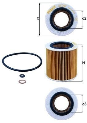 MAHLE OX387D | Yağ Filtresi 05-1-Seri (E81-E87-F20-F21) 3-Seri (E90-E91-F30-F80) 5-Seri (E60-E61-F10-F11)