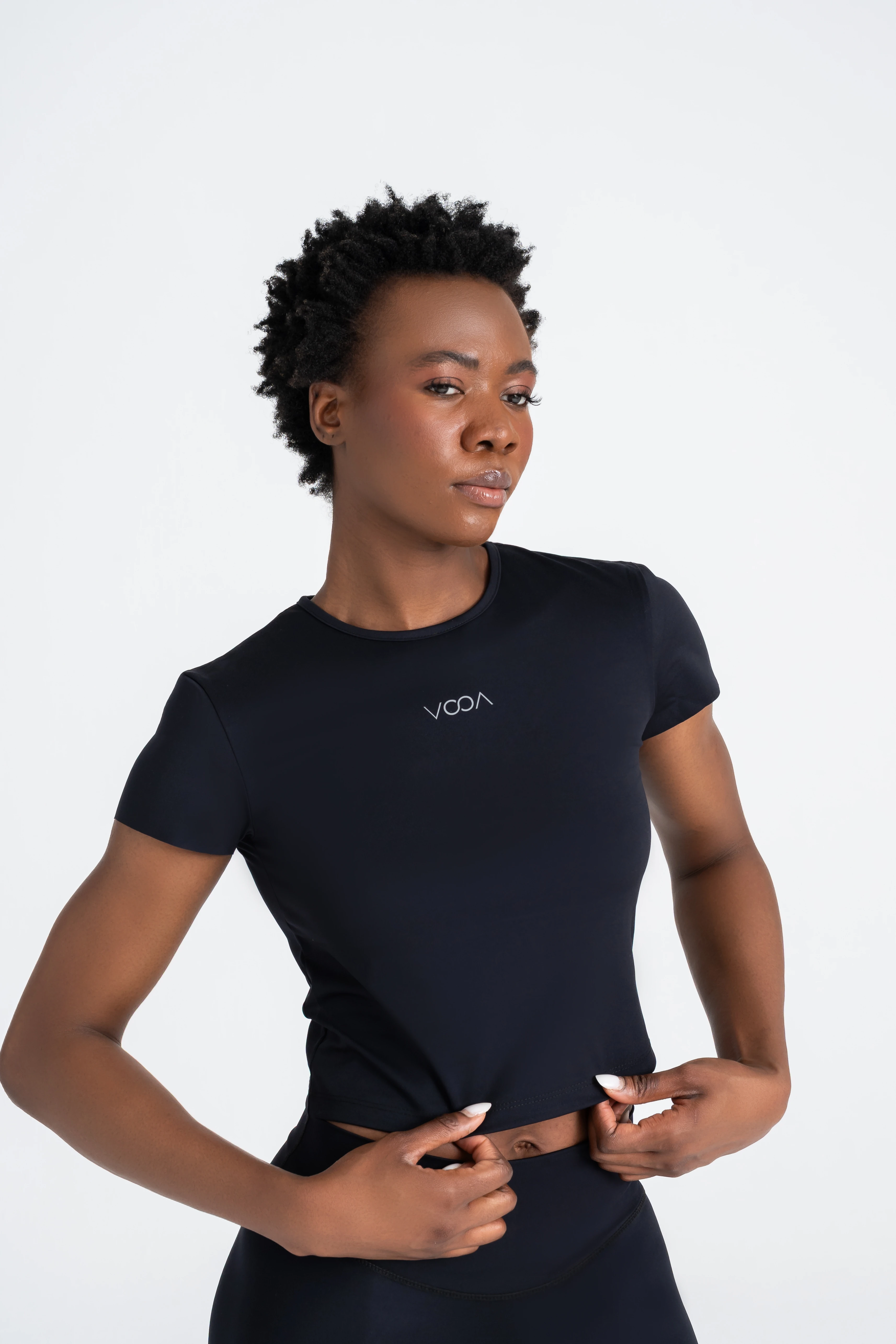 Define Basic Crop Spor Tshirt - Siyah