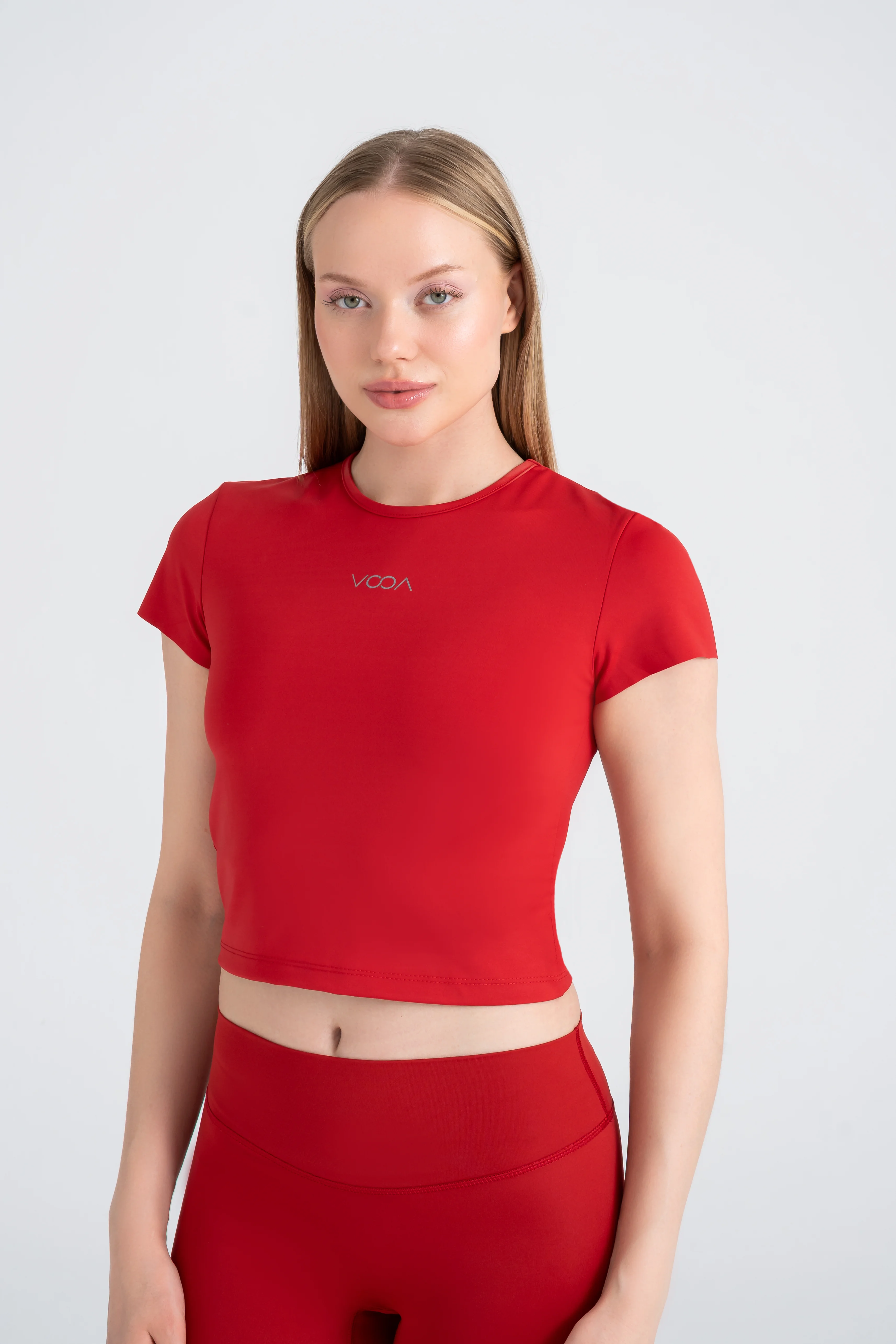 Define Basic Crop Spor Tshirt - Kırmızı