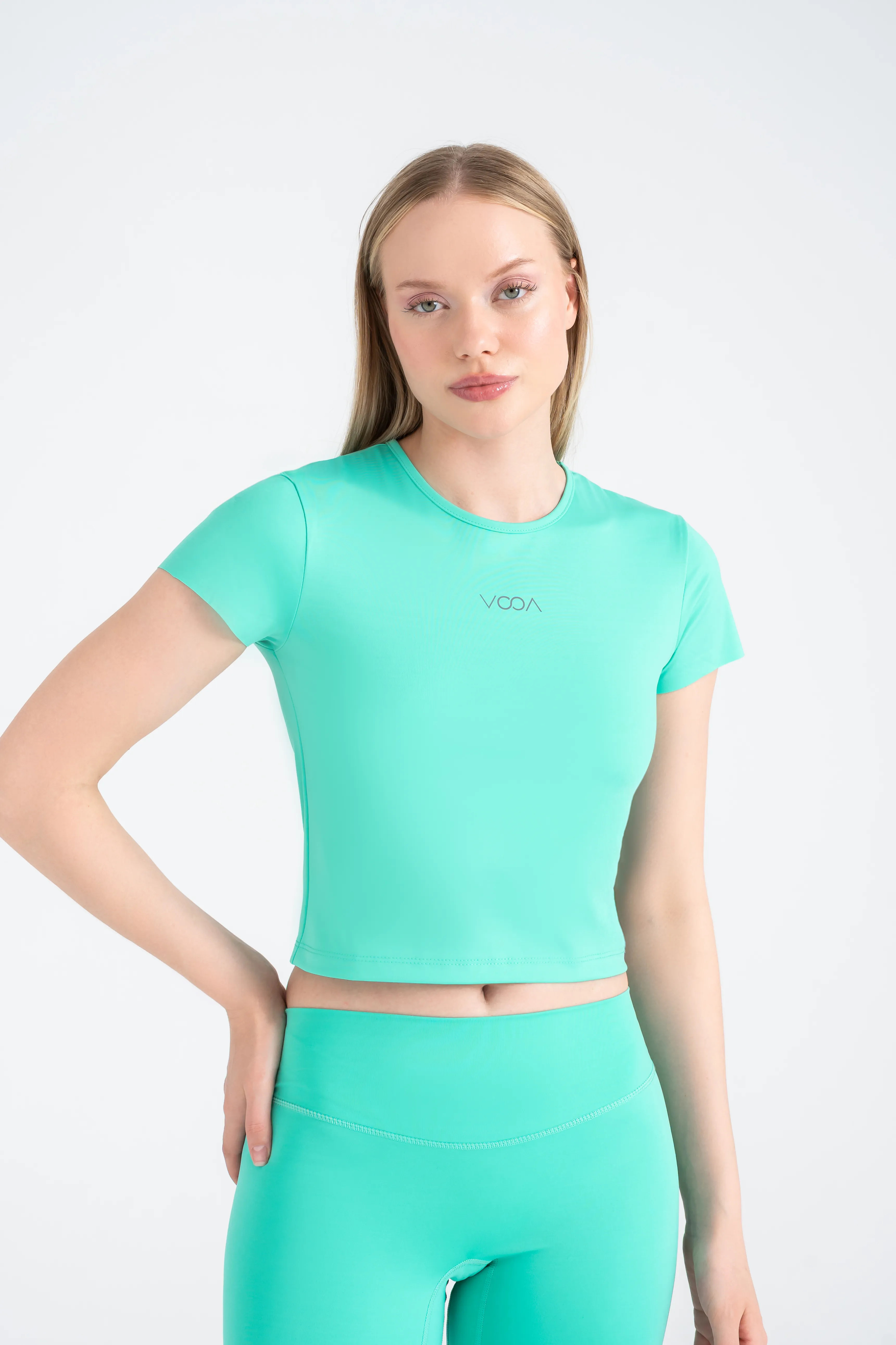 Define Basic Crop Spor Tshirt - Turkuaz