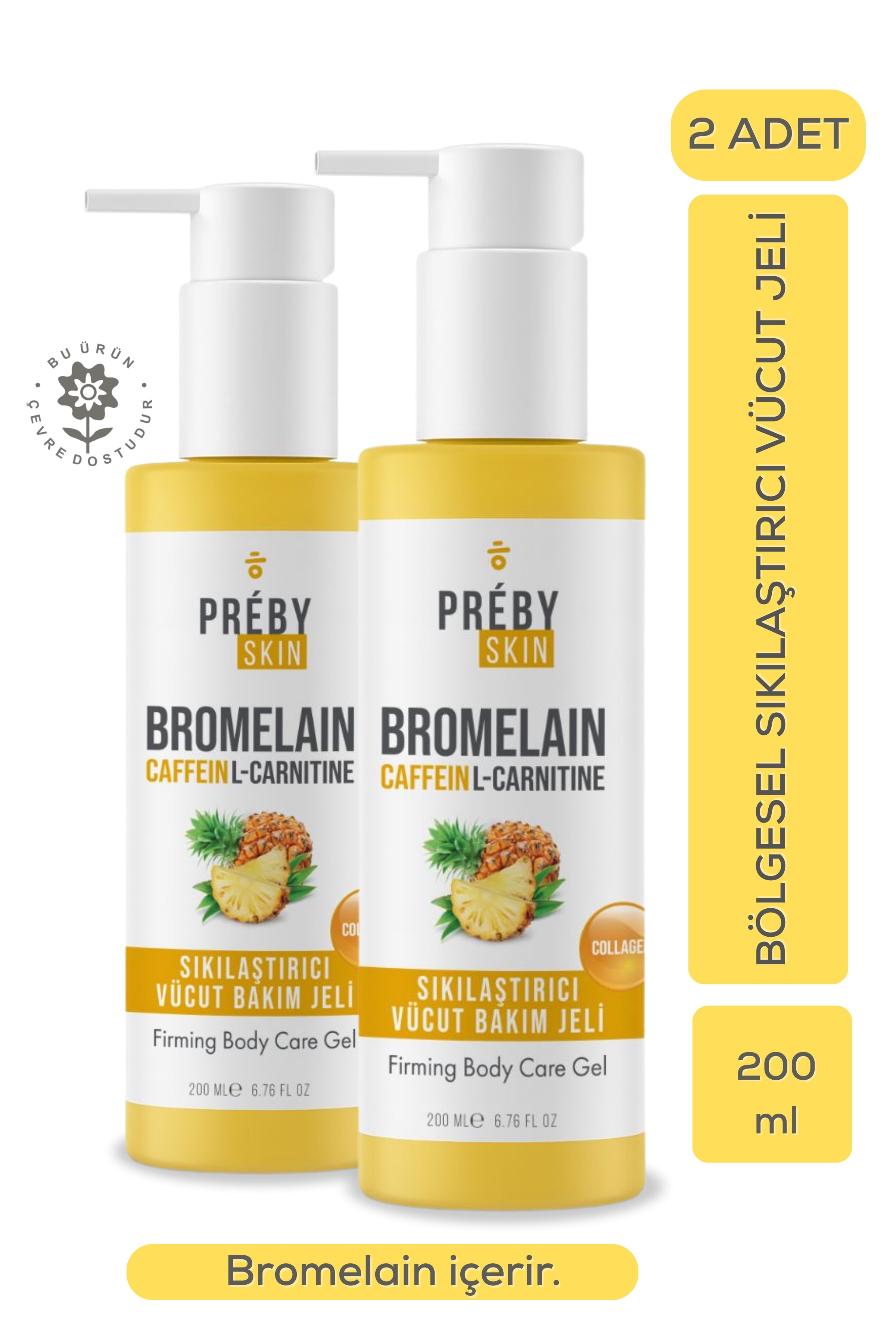 PrebySkin Bromelain, Kafein ve L-Carnitine İçeren Sıkılaştırıcı Vücut Bakım Jeli