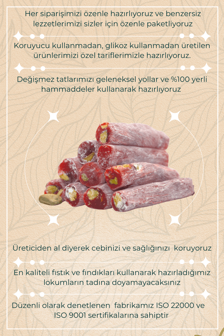 Narlı Fıstıklı Parmak Fitil Lokum 210 gr