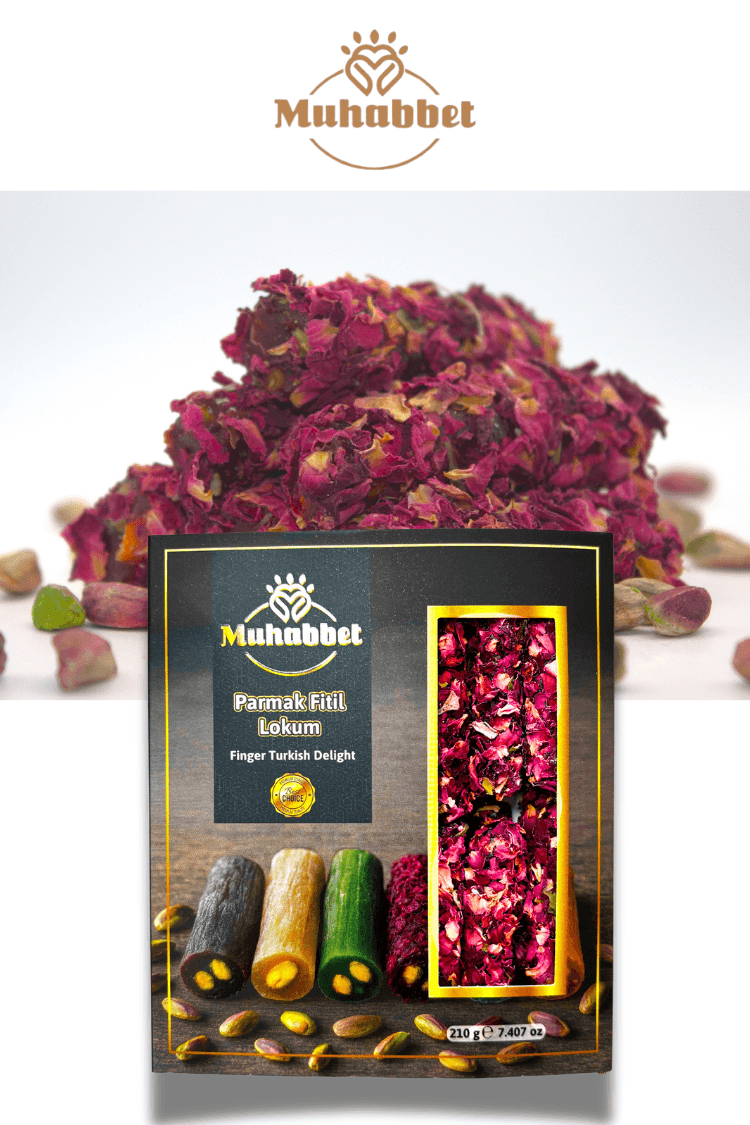 Gül Yapraklı Narlı Fıstıklı Parmak Fitil Lokum – 210 gr