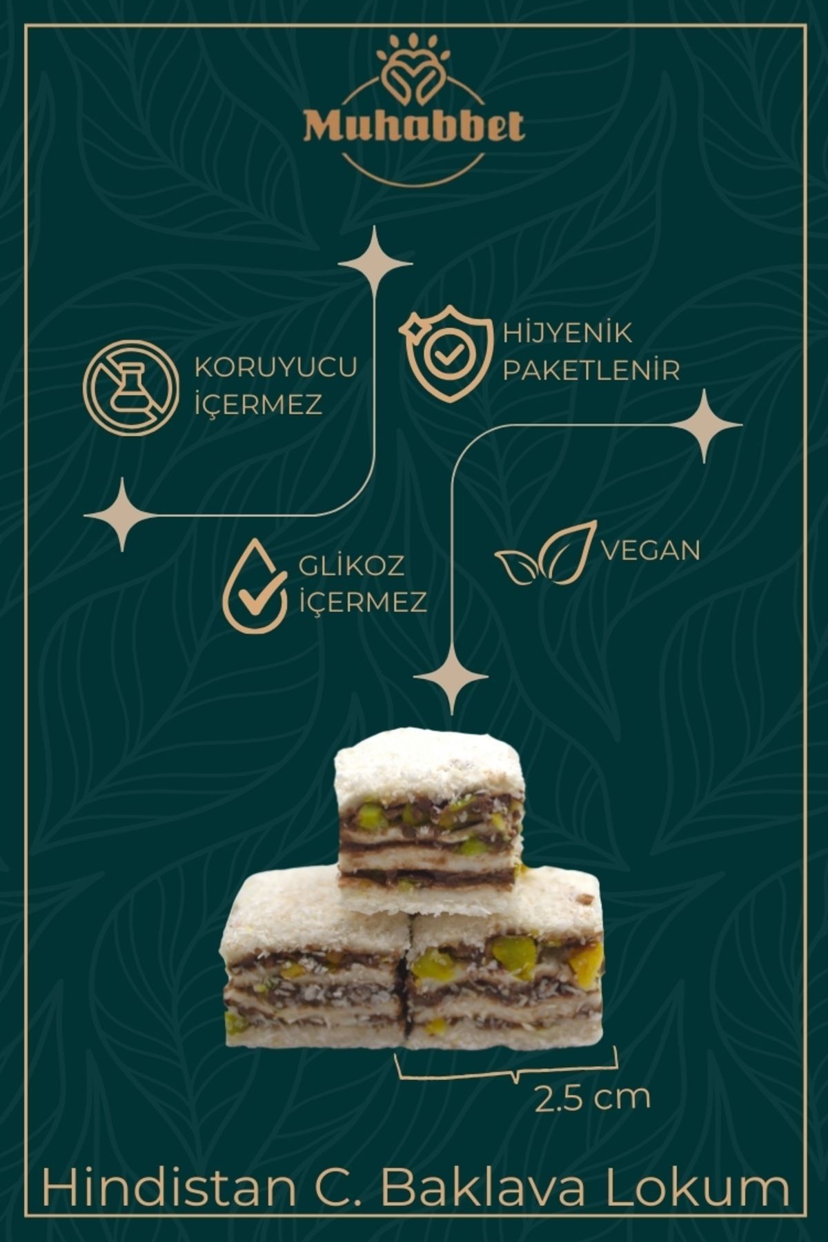 Hindistan Cevizli Antep Fıstıklı Baklava Lokum 226 gr