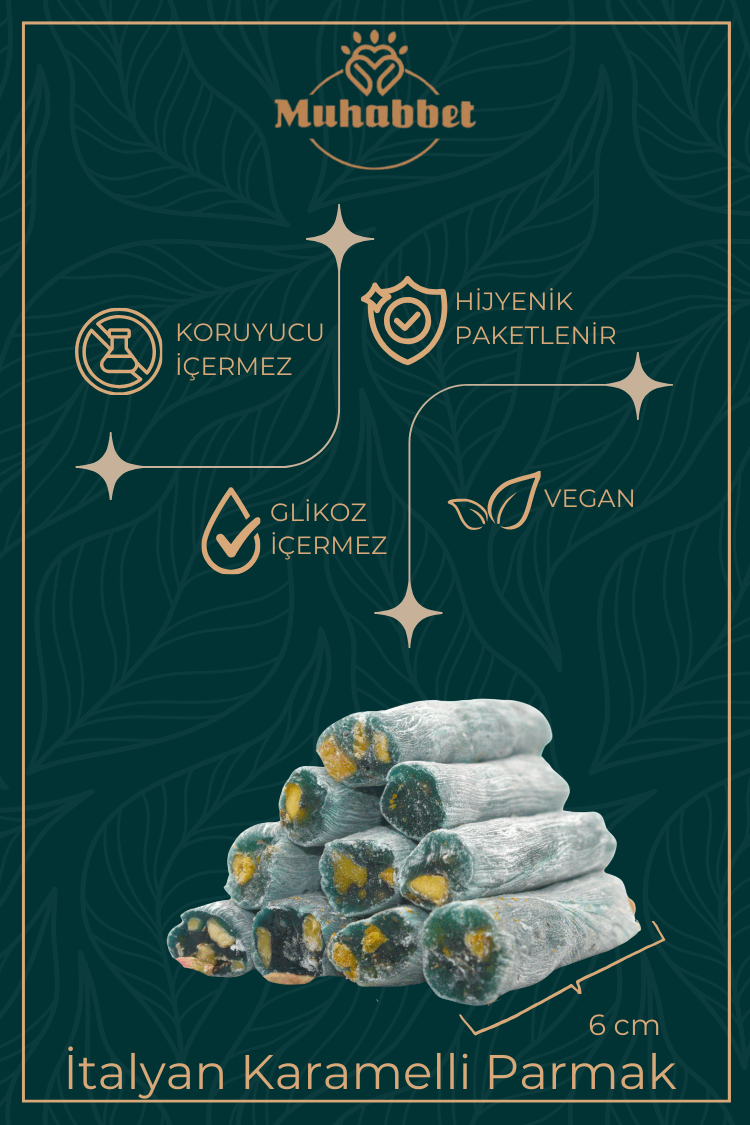 İtalyan Karamelli Fıstıklı Parmak Fitil Lokum 210 gr