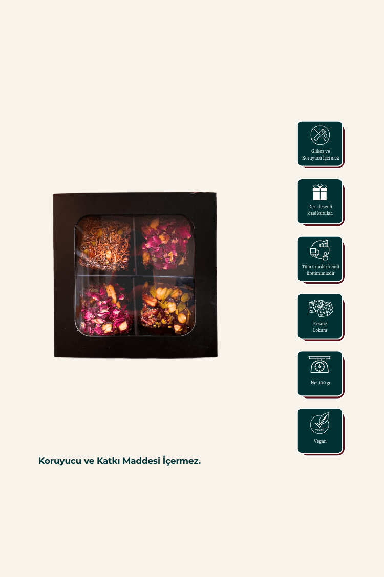 Hediyelik Kutuda Kral Lokum – Karışık Spesiyal Antep Fıstıklı (4 Gözlü – 100 gr)