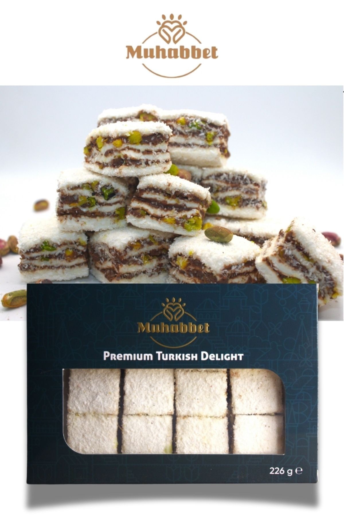 Hindistan Cevizli Antep Fıstıklı Baklava Lokum 226 gr
