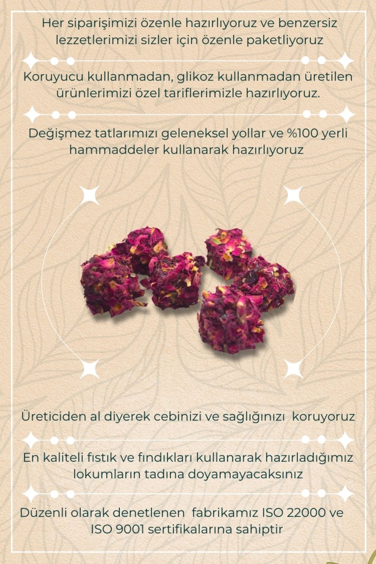 Gül Yapraklı Antep Fıstıklı Katkısız Günlük Üretim Lokum 226 gr