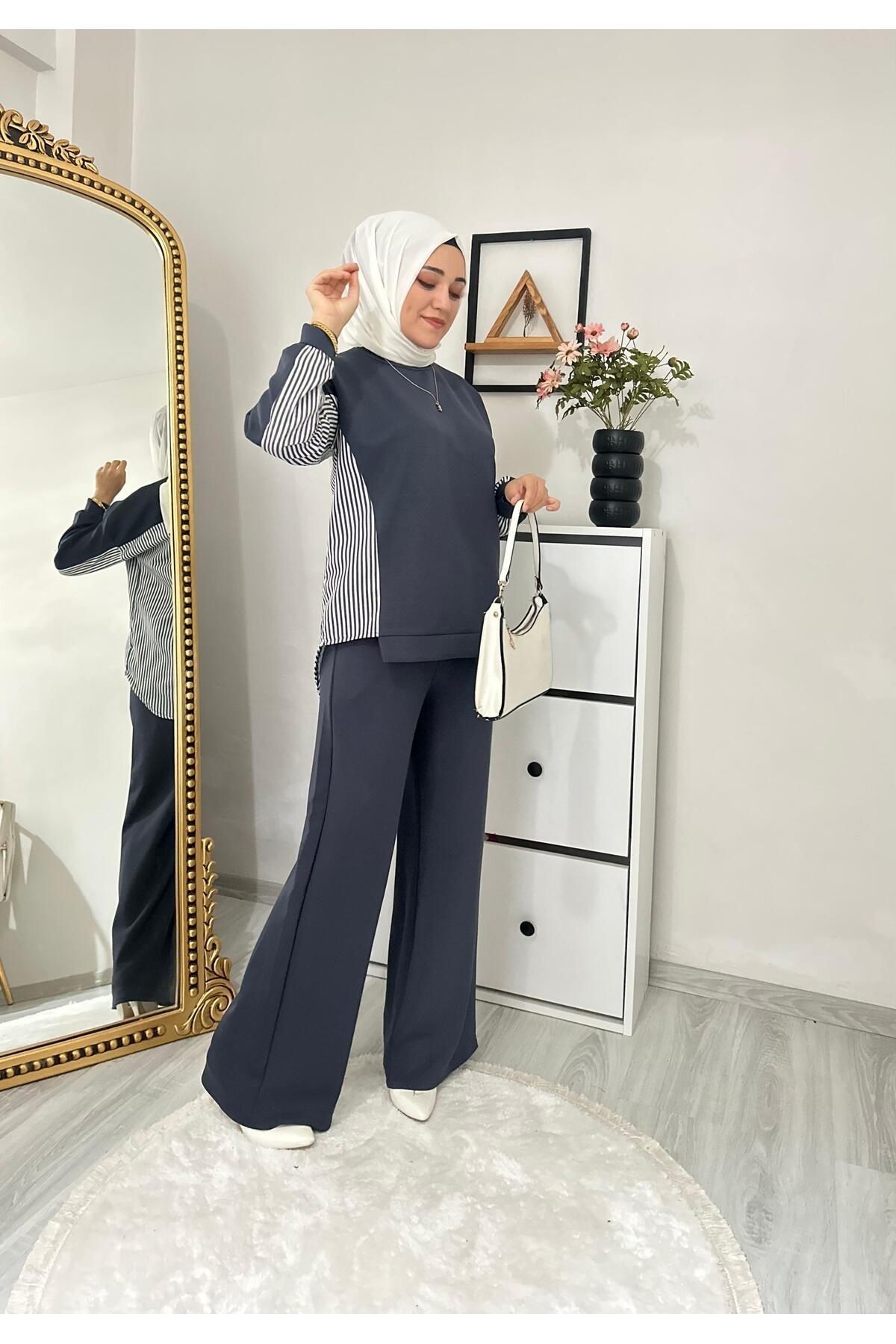 ÇİZGİLİ GÖMLEK KOMBİN SPOR TAKIM
