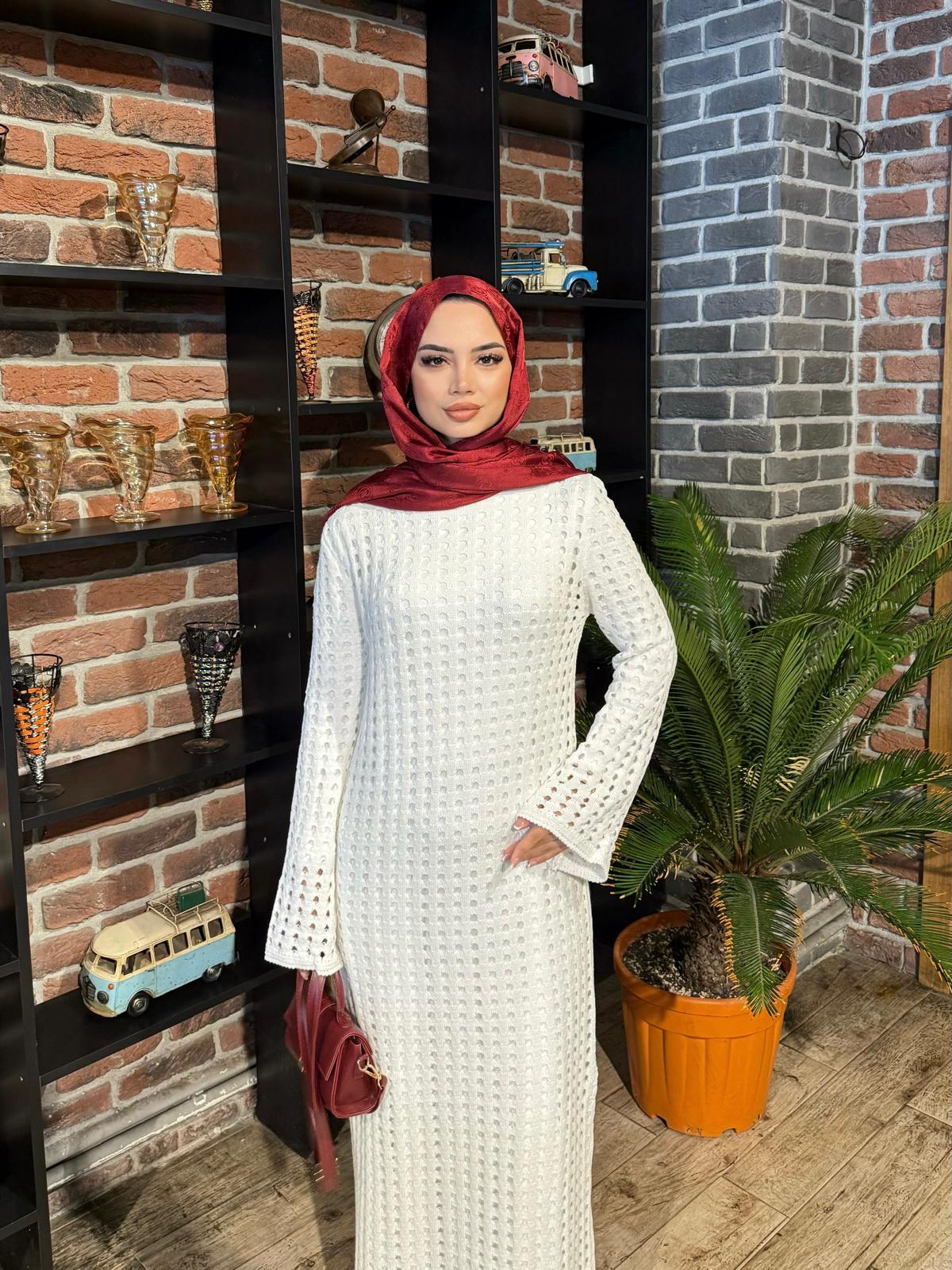 AJUR DESEN ASTARLI TRİKO ELBİSE