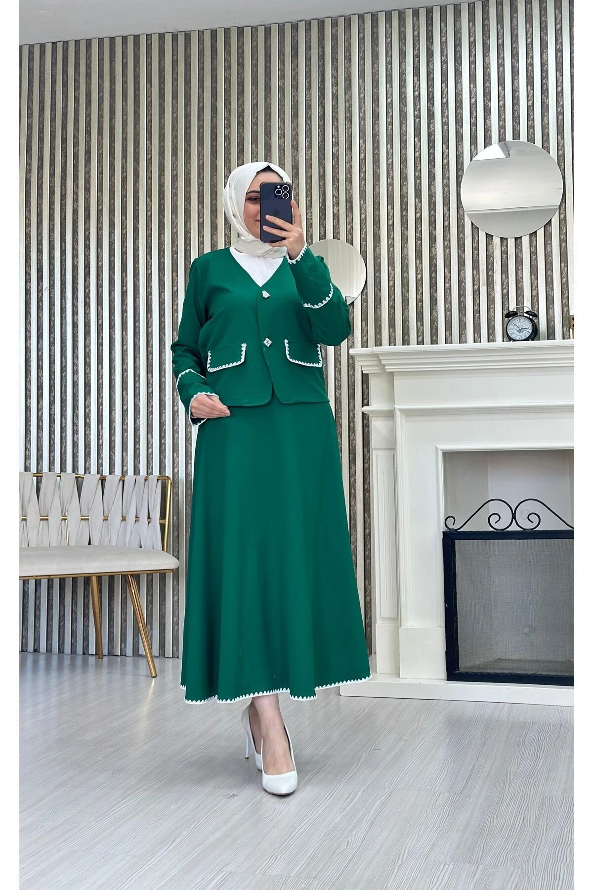 NAKIŞ DETAY DOUBLE ETEKLİ TAKIM