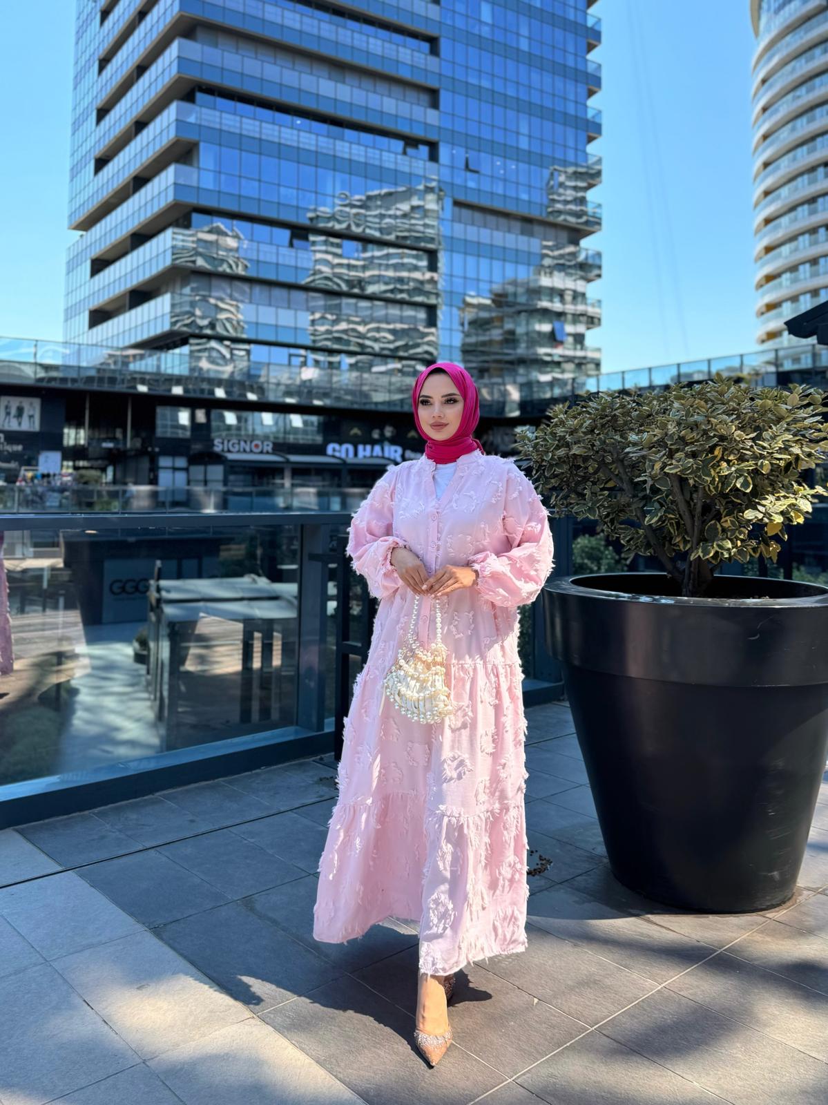 SAÇAKLI KUMAŞ YAZLIK ELBİSE