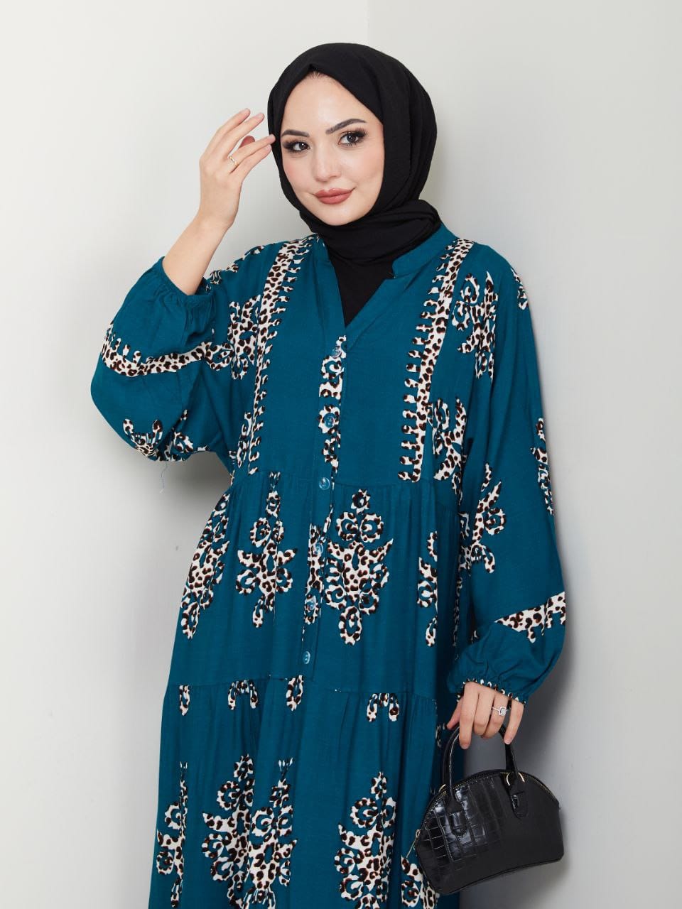LEOPAR BASKILI OVERİZE ELBİSE
