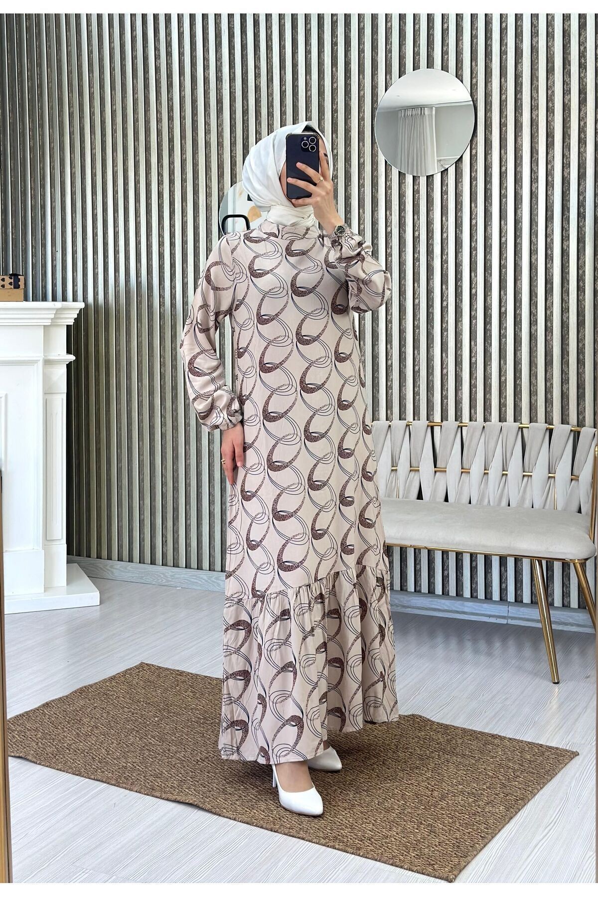DESENLİ VİSCON YAZLIK ELBİSE