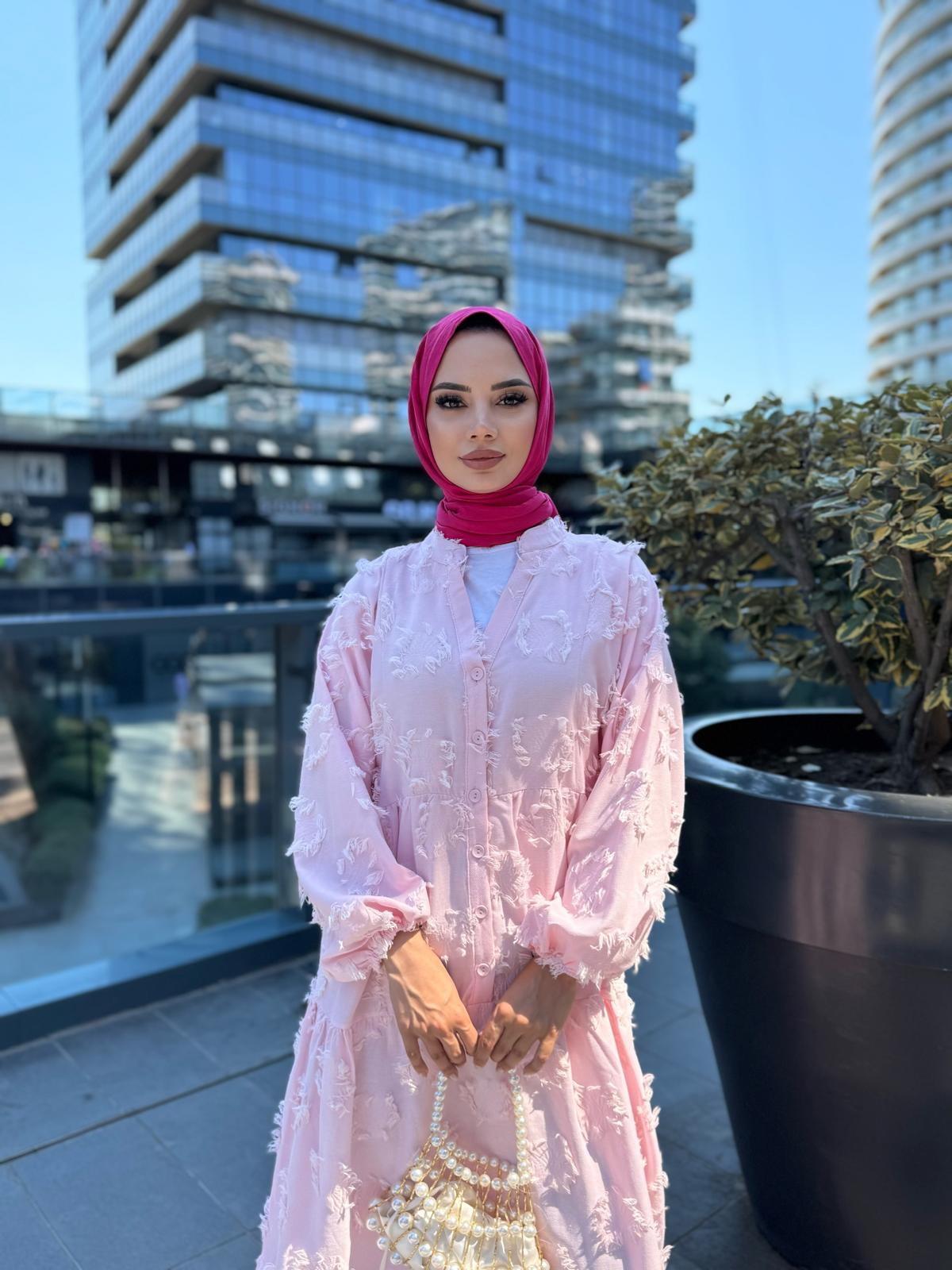 SAÇAKLI KUMAŞ YAZLIK ELBİSE