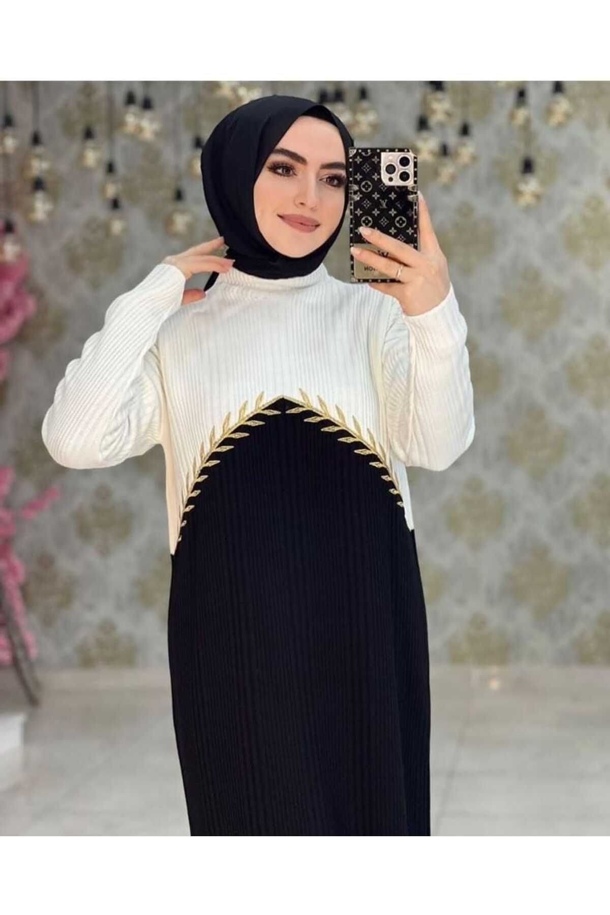 Nakış detay triko elbise