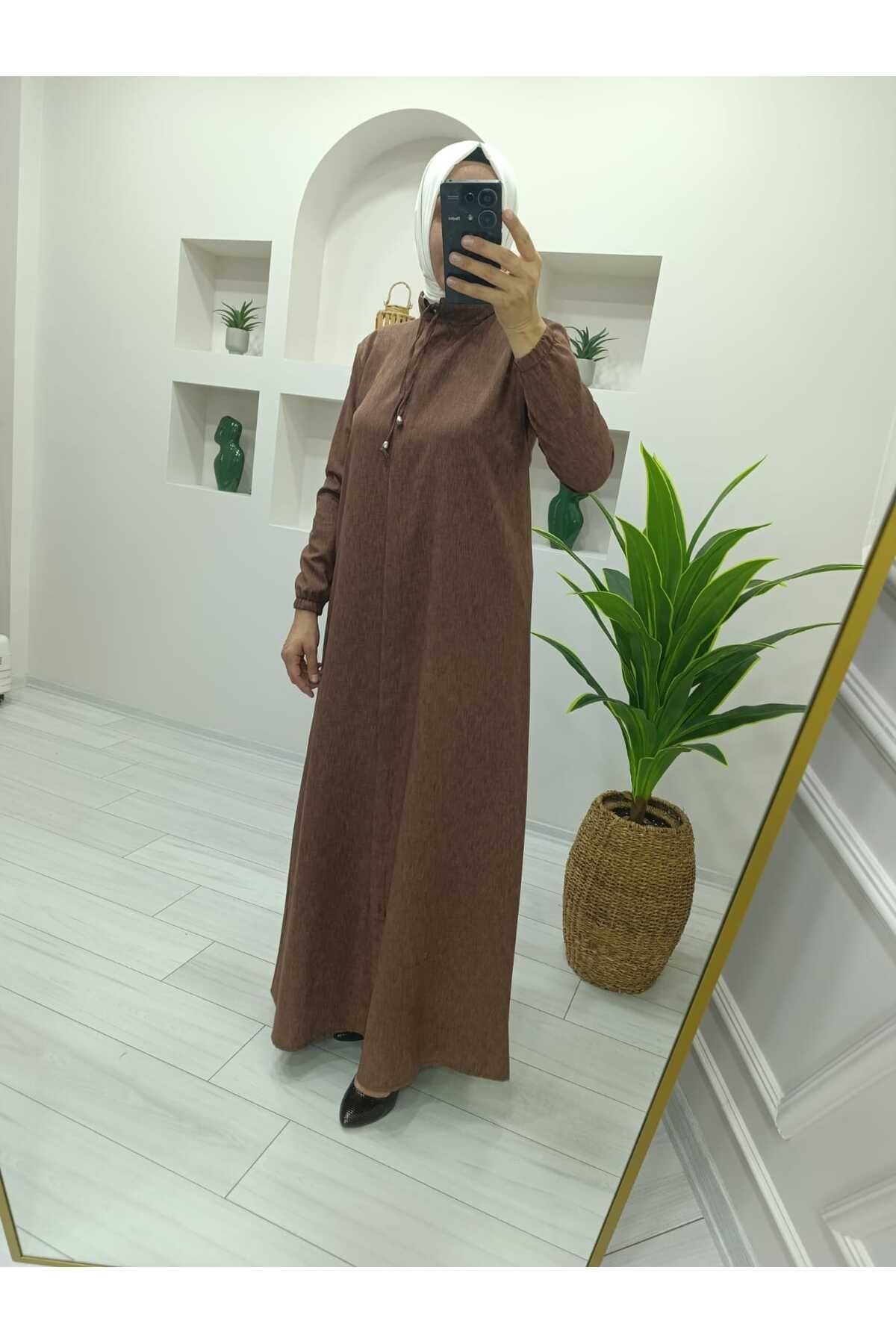 145 CM BOYUNCA KETEN FERMUARLI YAZLIK FERACE