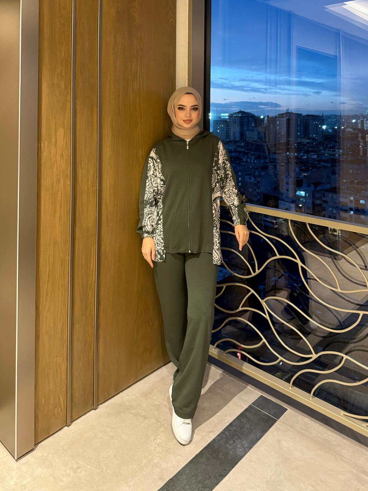 MODAL ŞAL DESEN KOMBİNLİ HIRKALI TAKIM