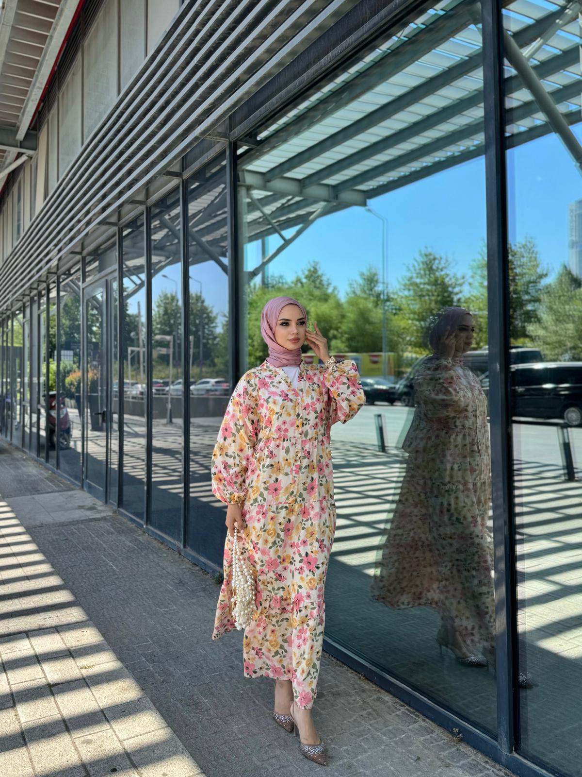 DESENLİ MODAL OVERSİZE ELBİSE