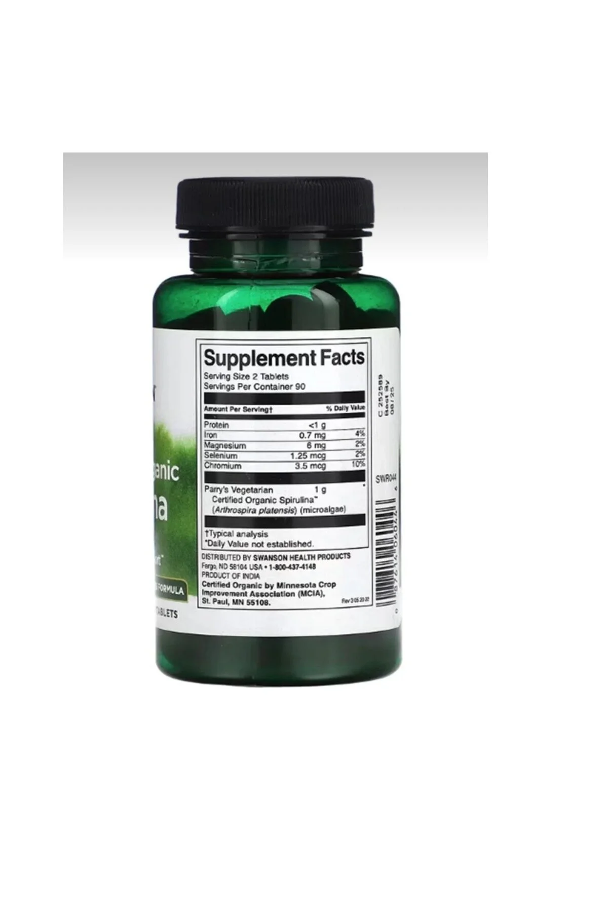 SWANSON Spirulina 180 Tablet – Doğal Süper Gıda ve Bağışıklık Desteği
