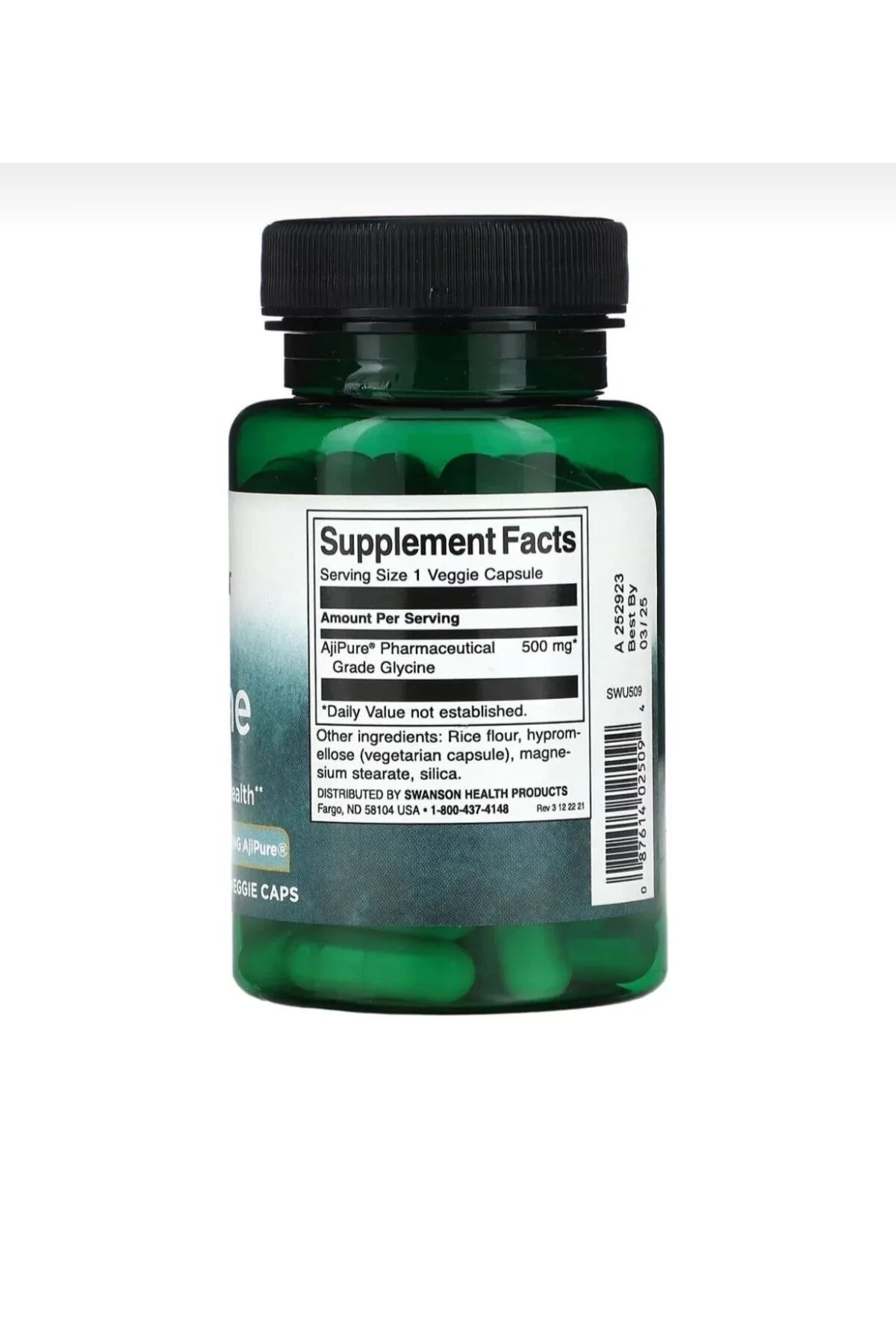 SWANSON Glycine 500 mg – 60 Kapsül Amino Asit Takviyesi