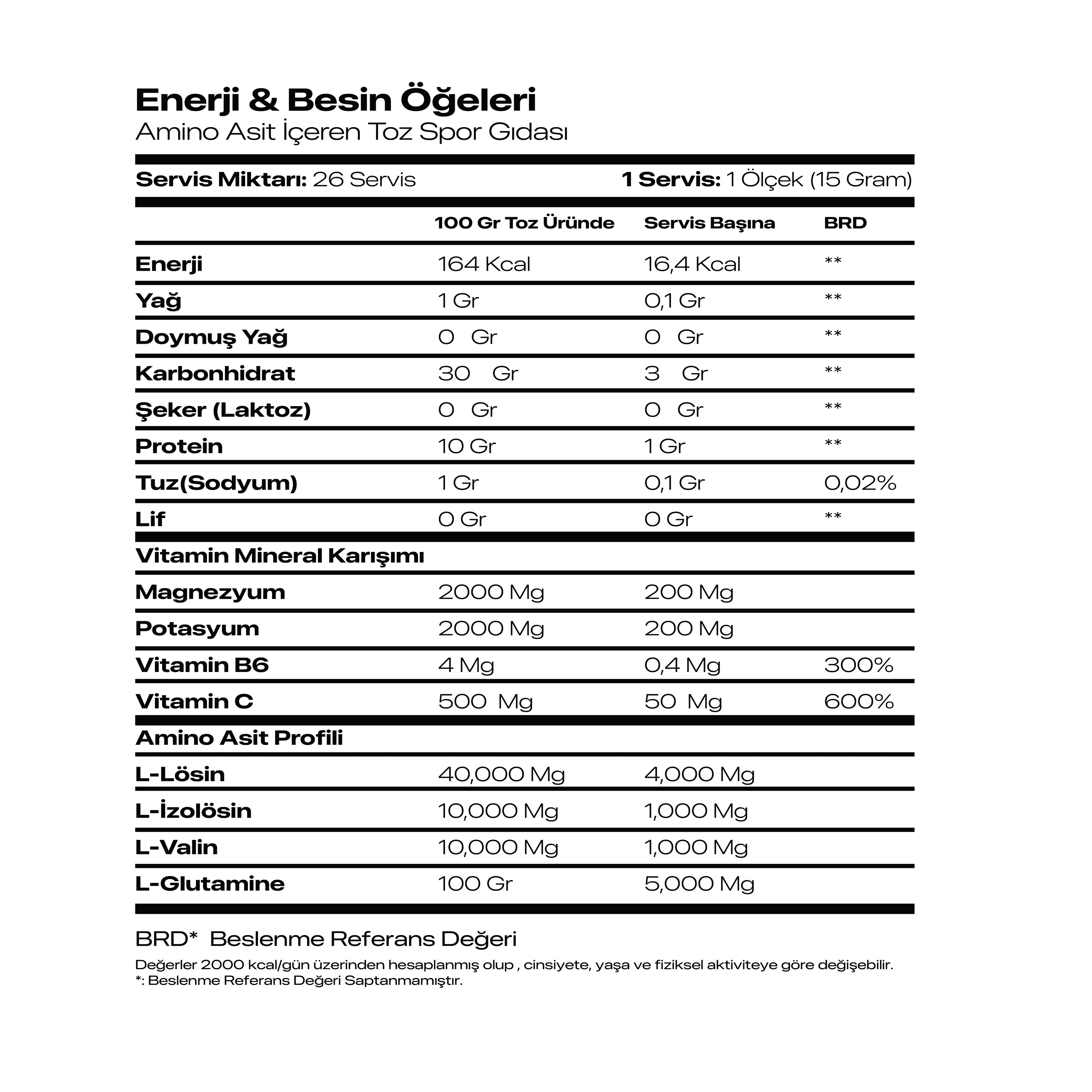 BCAA+GLUTAMİN 400GR 26 SERVİS