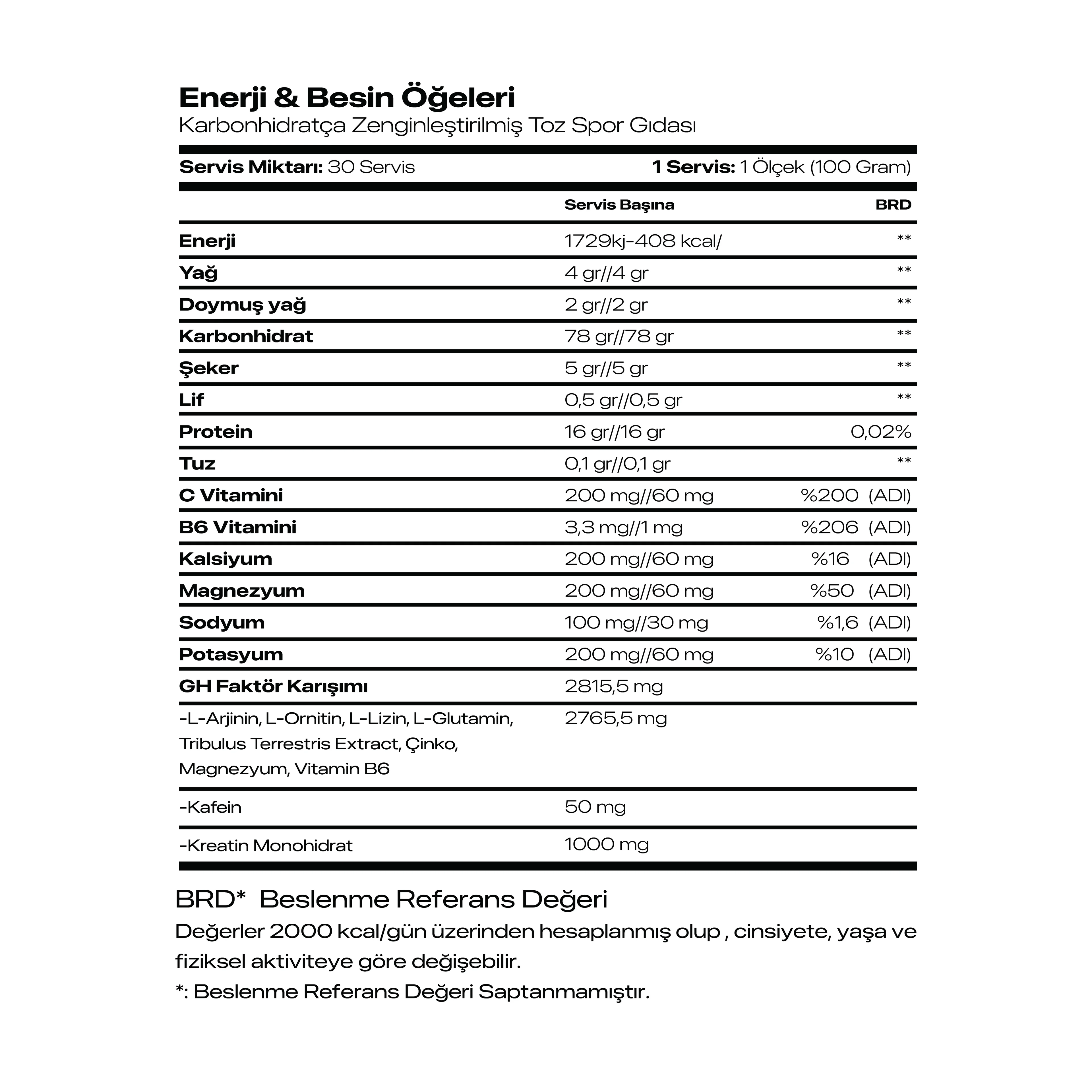 MASS GAİNER 3000GR 30 SERVİS