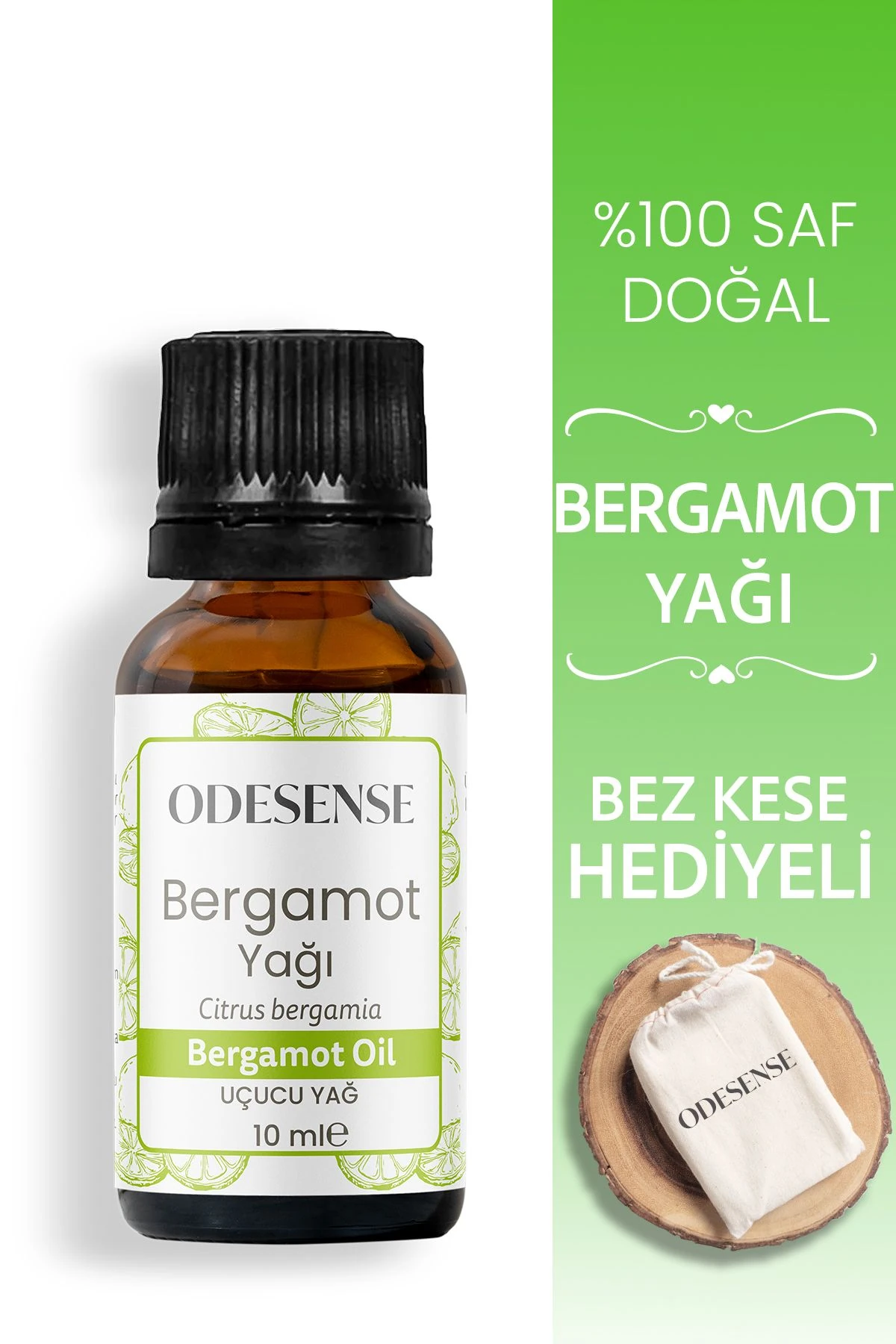 Bergamot Uçucu Yağı 10 ml %100 Doğal Ve Saf Içerik Damlalıklı Kapaklı Şişe Bez Kese Hediyeli
