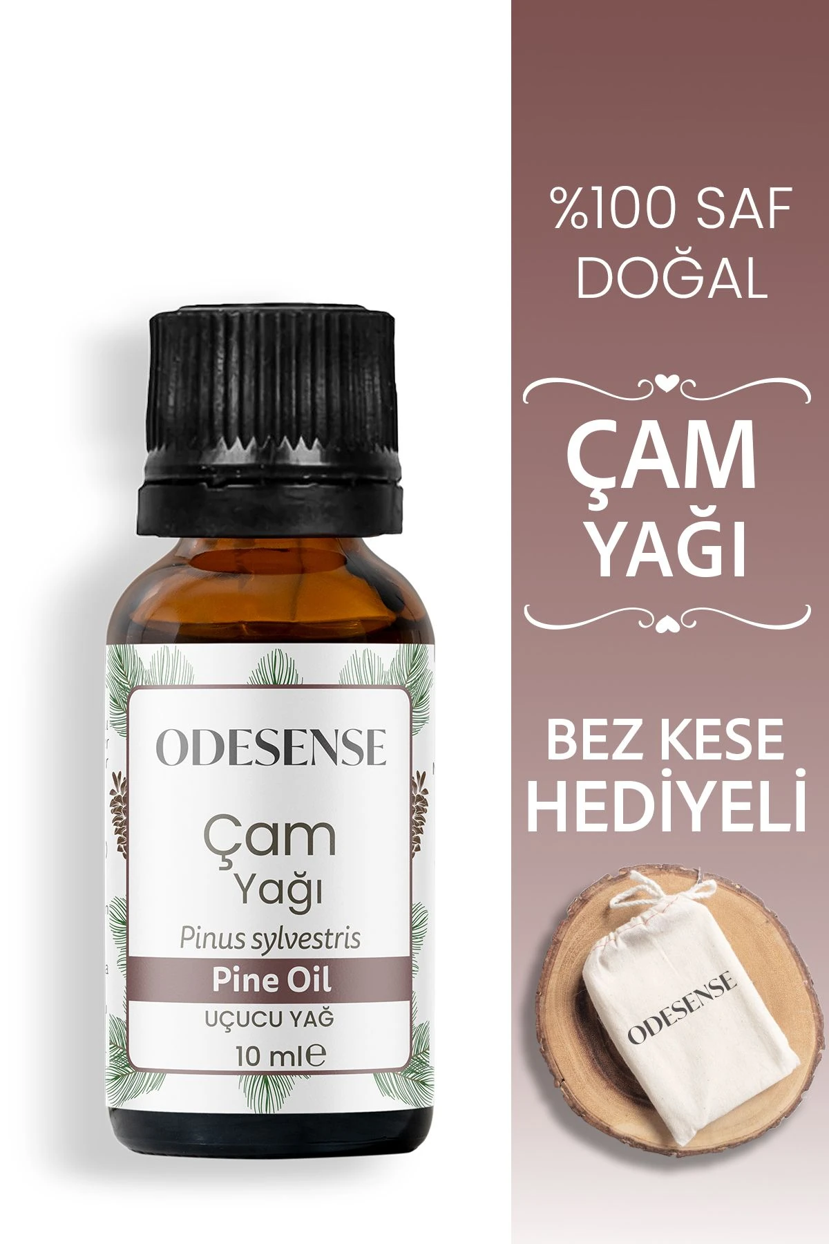 Çam Terebentin Uçucu Yağı 10 ml %100 Doğal Ve Saf Içerik Damlalıklı Kapaklı Şişe Bez Kese Hediyeli