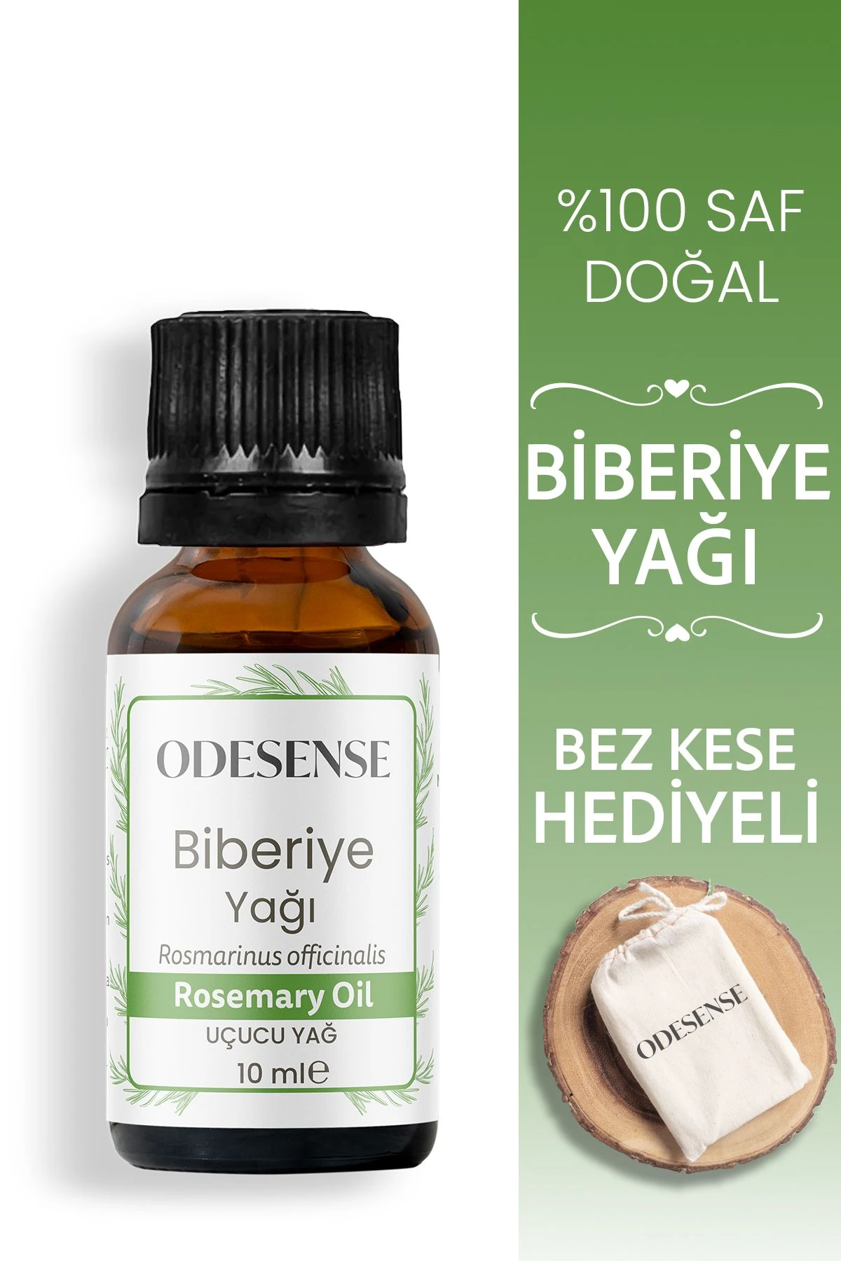 Biberiye Uçucu Yağı 10 ml %100 Doğal Ve Saf Içerik Damlalıklı Kapaklı Şişe Bez Kese Hediyeli