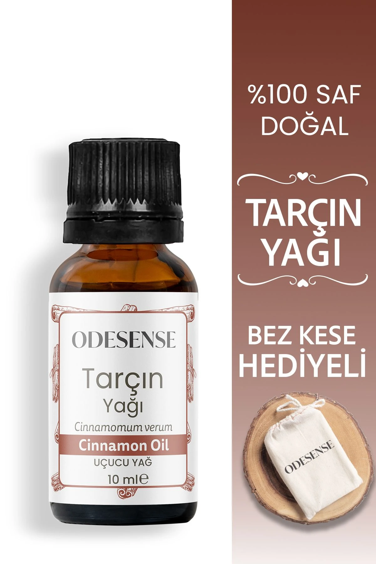 Tarçın Kabuğu Uçucu Yağı 10 ml %100 Doğal Ve Saf Içerik Damlalıklı Kapaklı Şişe Bez Kese Hediyeli