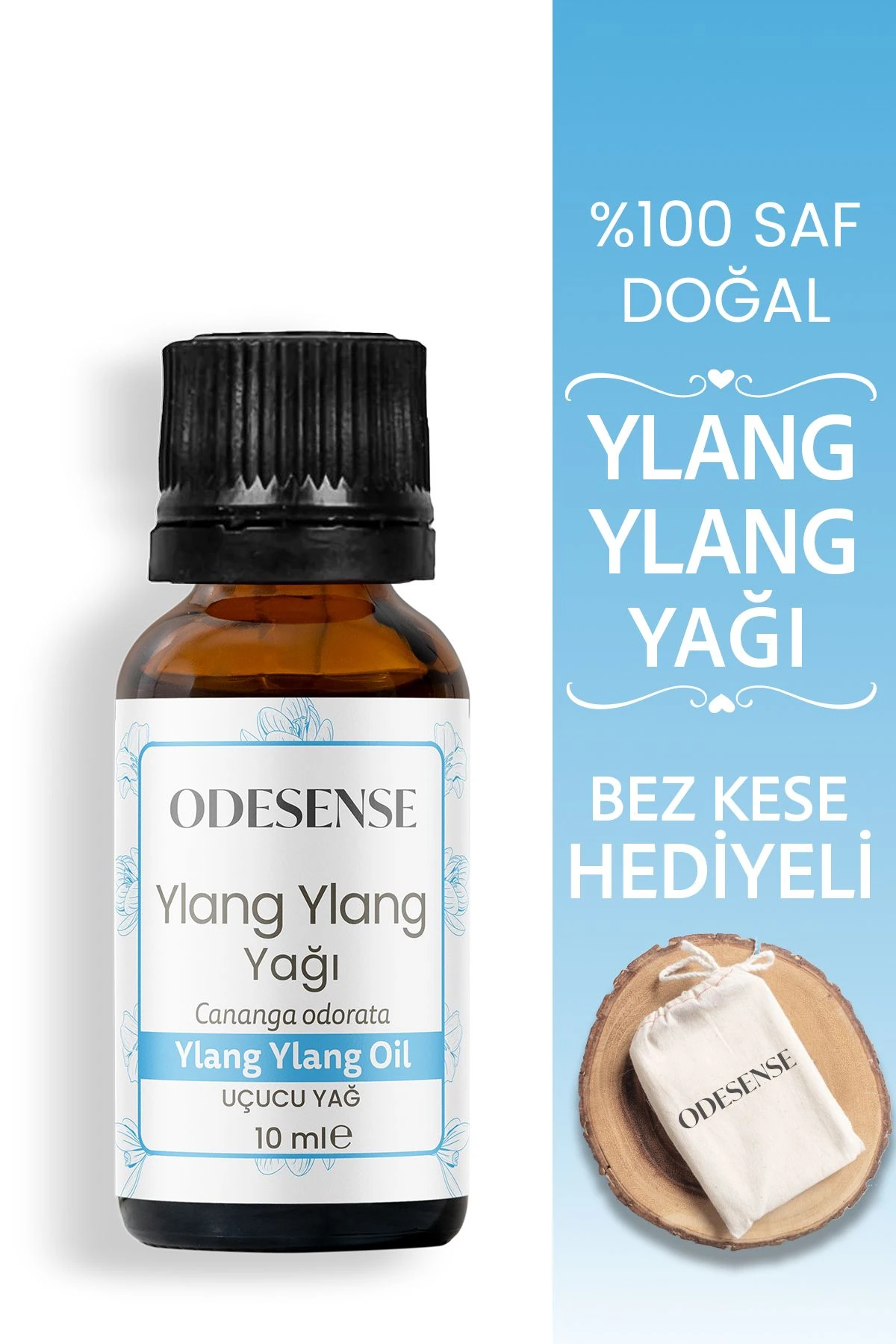 Ylang Ylang Uçucu Yağı 10 ml %100 Doğal Ve Saf Içerik Damlalıklı Kapaklı Şişe Kese Hediyeli