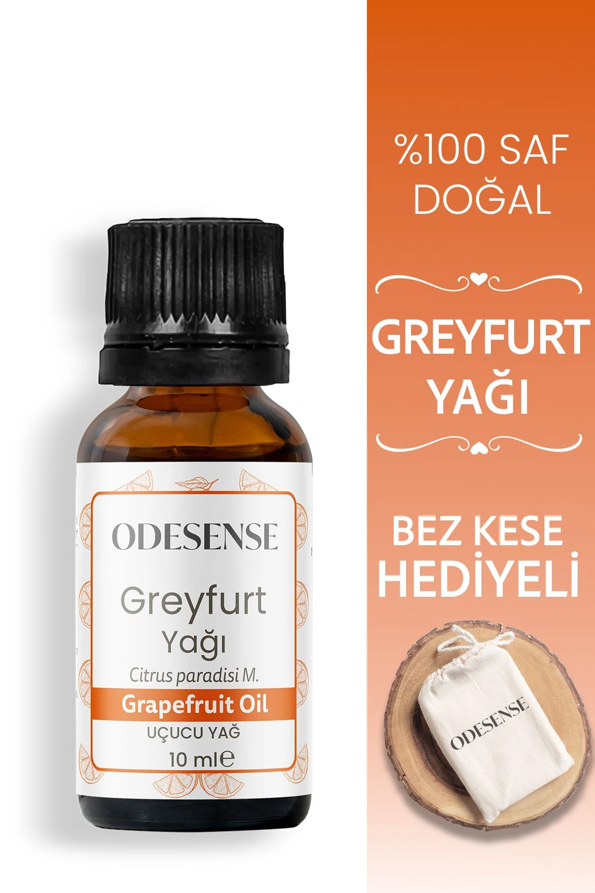 Greyfurt Uçucu Yağı 10 ml %100 Doğal Ve Saf Içerik Damlalıklı Kapaklı Şişe Bez Kese Hediyeli