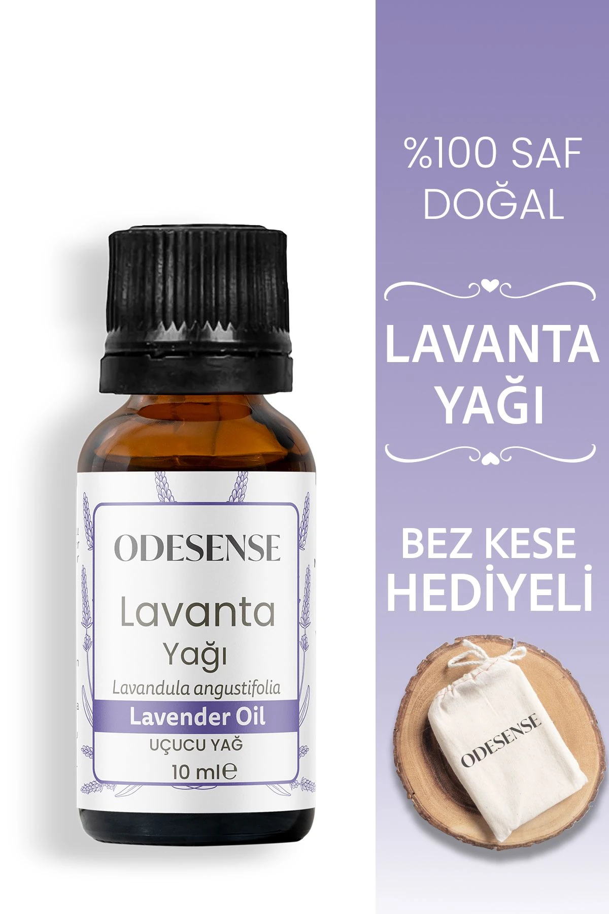 Tıbbi Lavanta Uçucu Yağı 10 ml %100 Doğal Ve Saf Içerik Damlalıklı Kapaklı Şişe Kese Hediyeli