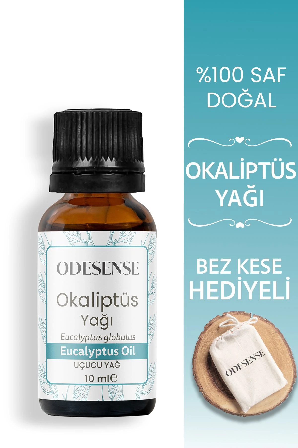 Okaliptüs Uçucu Yağı 10 ml %100 Doğal Ve Saf Içerik Damlalıklı Kapaklı Şişe Bez Kese Hediyeli