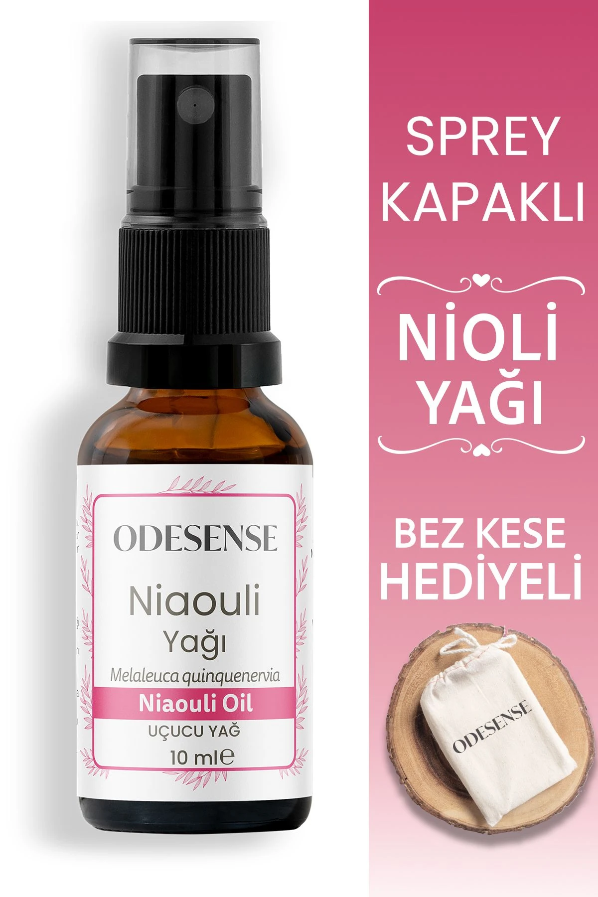 Niaouli Yağı (NİOLİ YAĞI) 10 ml Sprey Kapaklı %100 Saf Doğal Uçucu Yağ Bez Kese Hediyeli