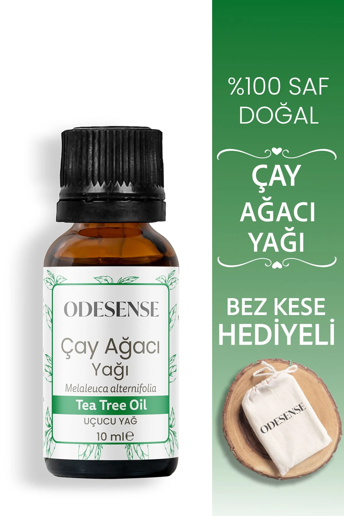 Çay Ağacı Uçucu Yağı 10 ml %100 Doğal Ve Saf Içerik Damlalıklı Kapaklı Şişe Bez Kese Hediyeli