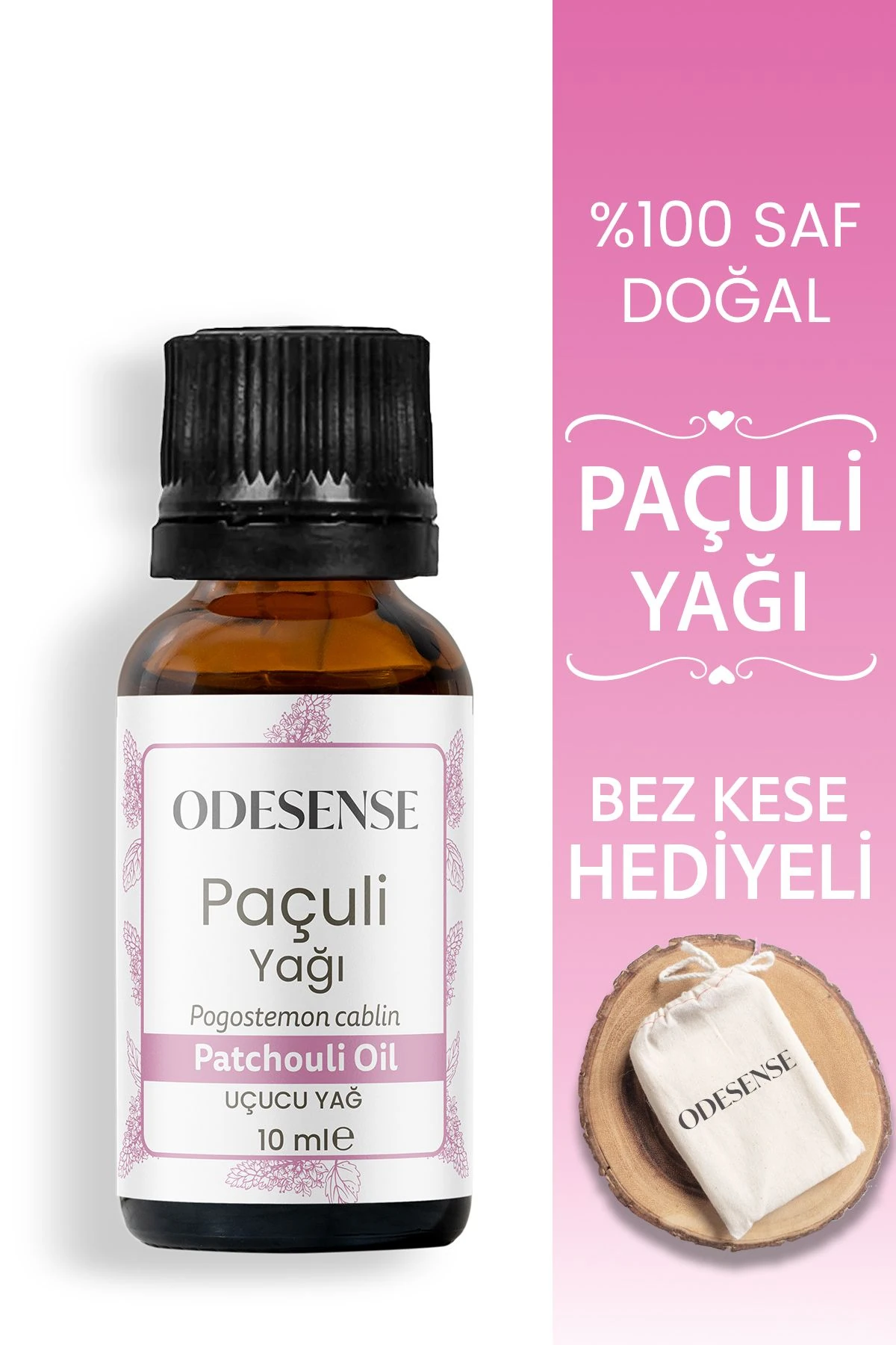 Paçuli Uçucu Yağı 10 ml %100 Doğal Ve Saf Içerik Damlalıklı Kapaklı Şişe Bez Kese Hediyeli