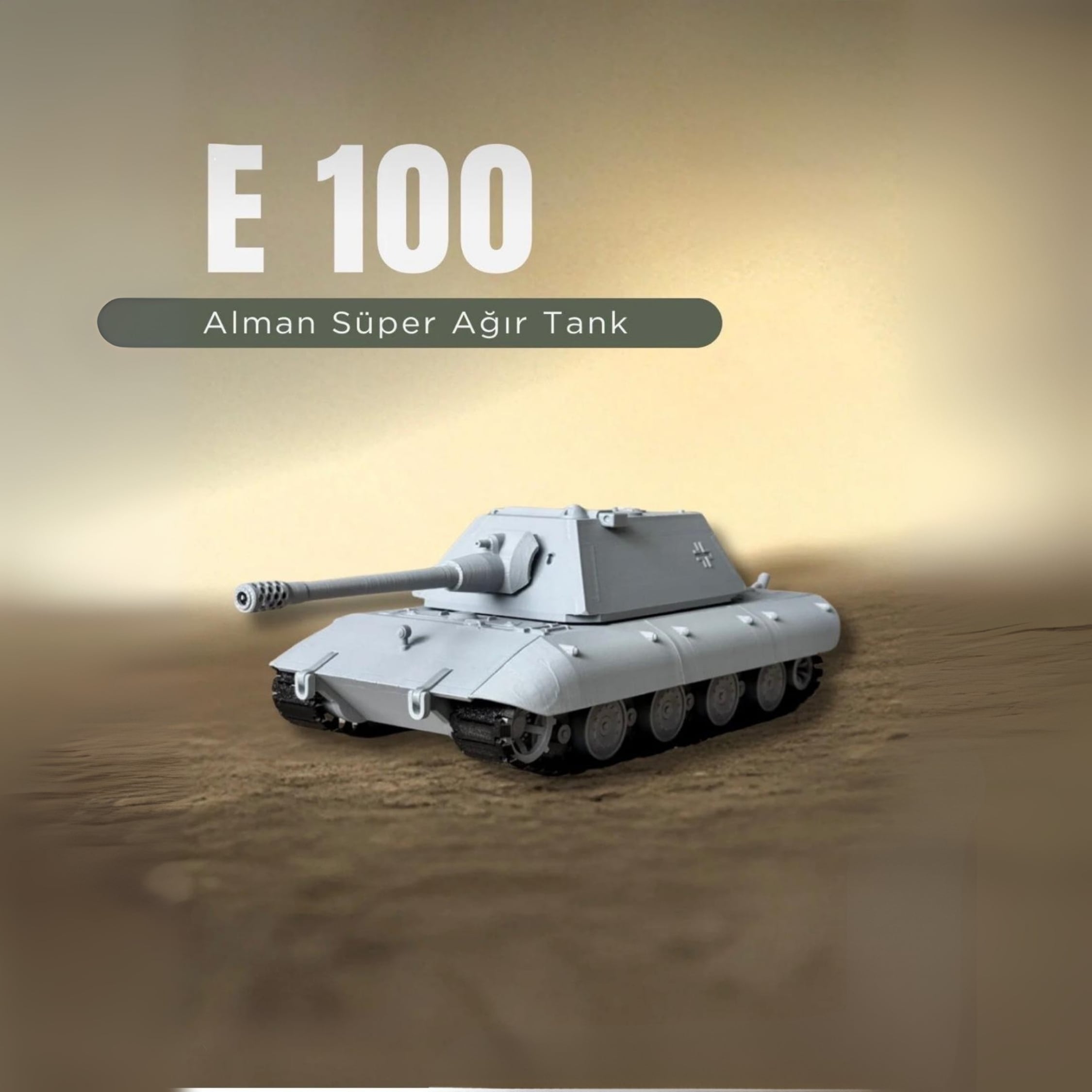 E100 1/35 Ölçek, 12,8×29,3×9,5 cm Boyutlu, Hareketli Palet Sistemi Olan Tank Maketi