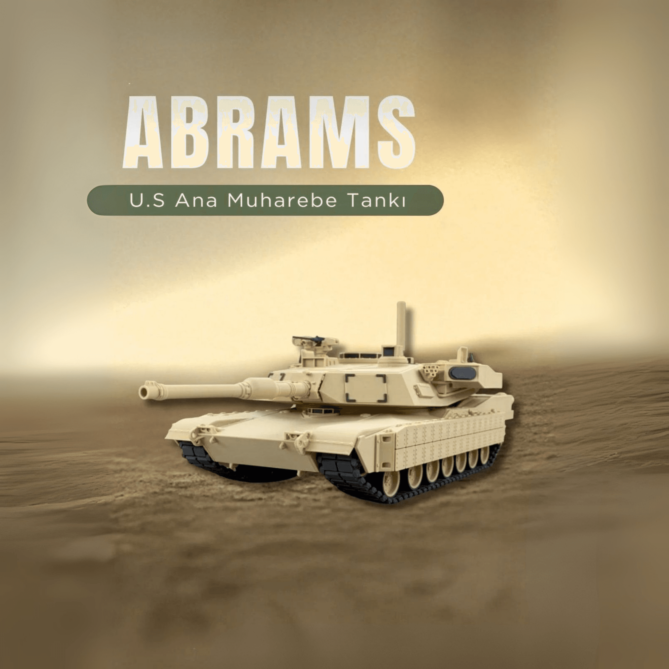 ABRAMS 1/35 Ölçek, 10,5×27,9×7 cm Boyutlu, Hareketli Palet Sistemi Olan Tank Maketi