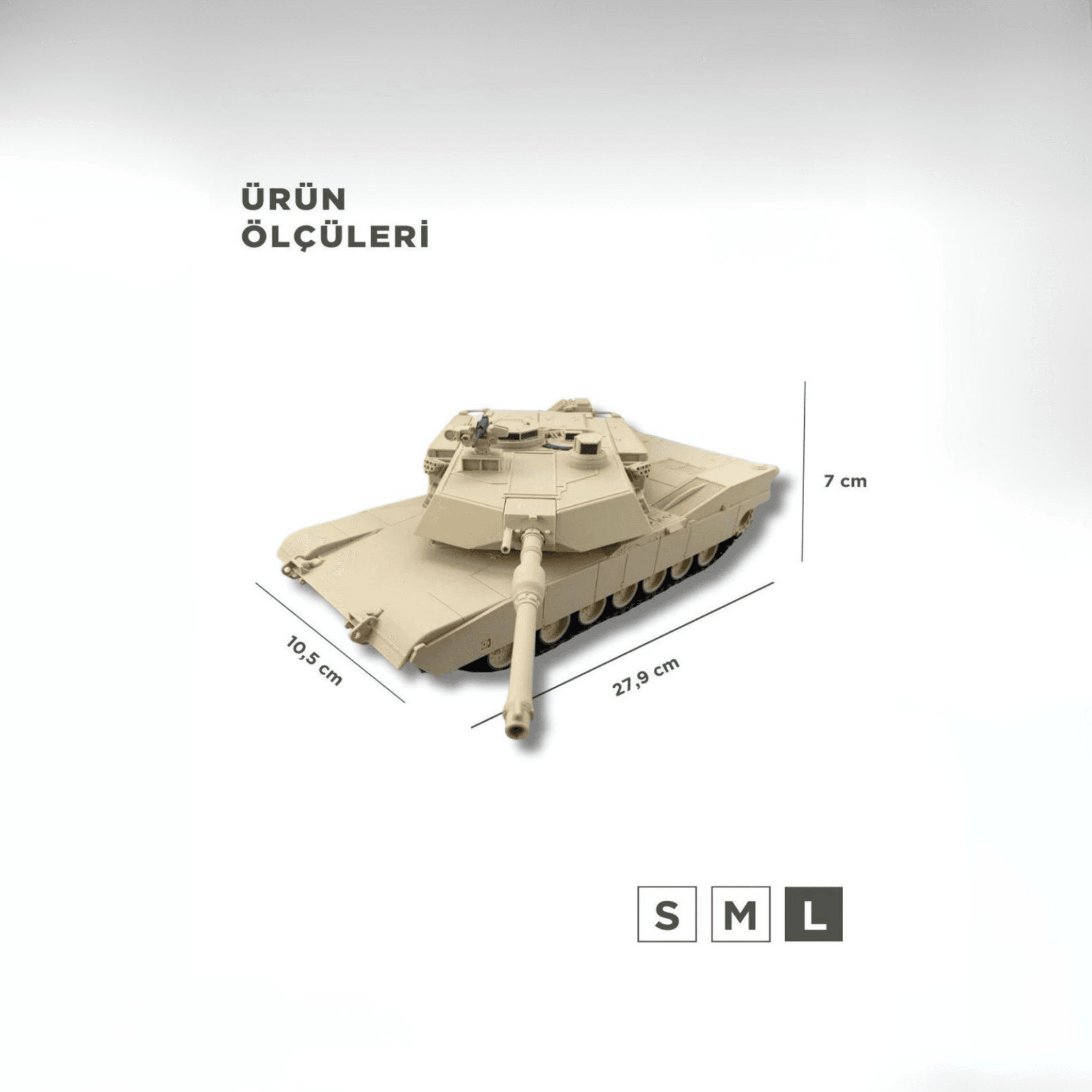 ABRAMS 1/35 Ölçek, 10,5×27,9×7 cm Boyutlu, Hareketli Palet Sistemi Olan Tank Maketi