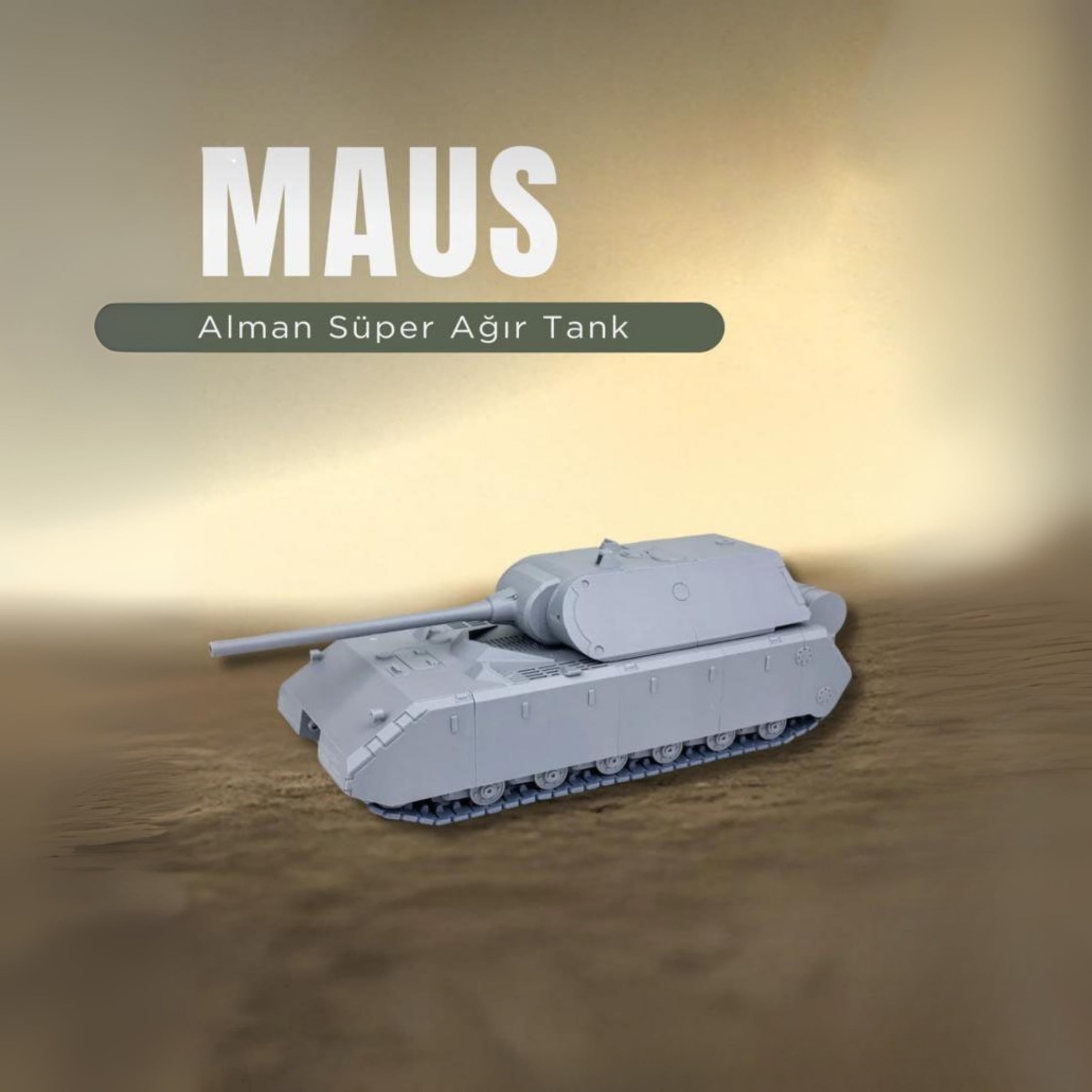 MAUS 1/35 Ölçek, 10,37x29,14x10,6 cm Boyutlu, Hareketli Palet Sistemi Olan Tank Maketi