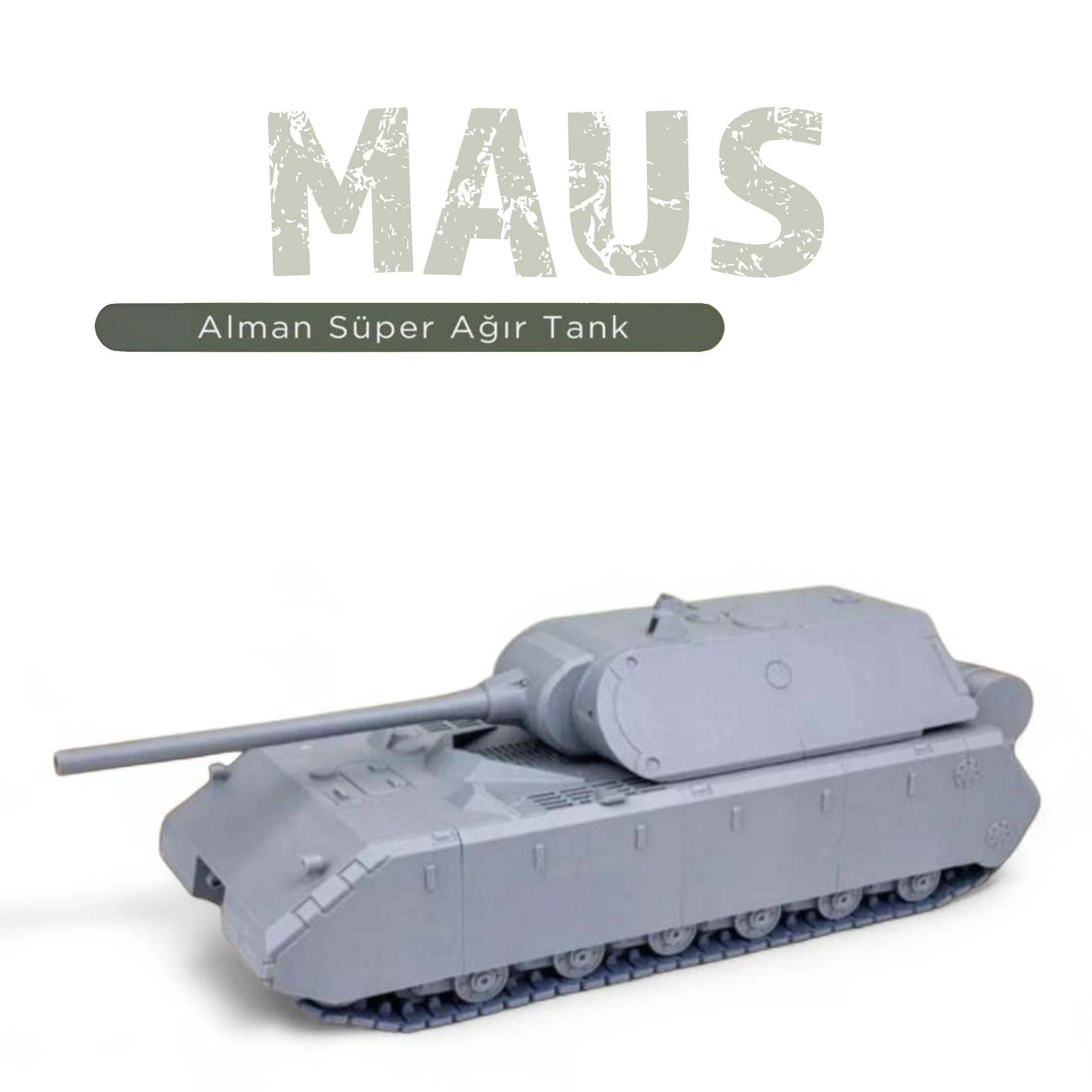 MAUS 1/35 Ölçek, 10,37x29,14x10,6 cm Boyutlu, Hareketli Palet Sistemi Olan Tank Maketi