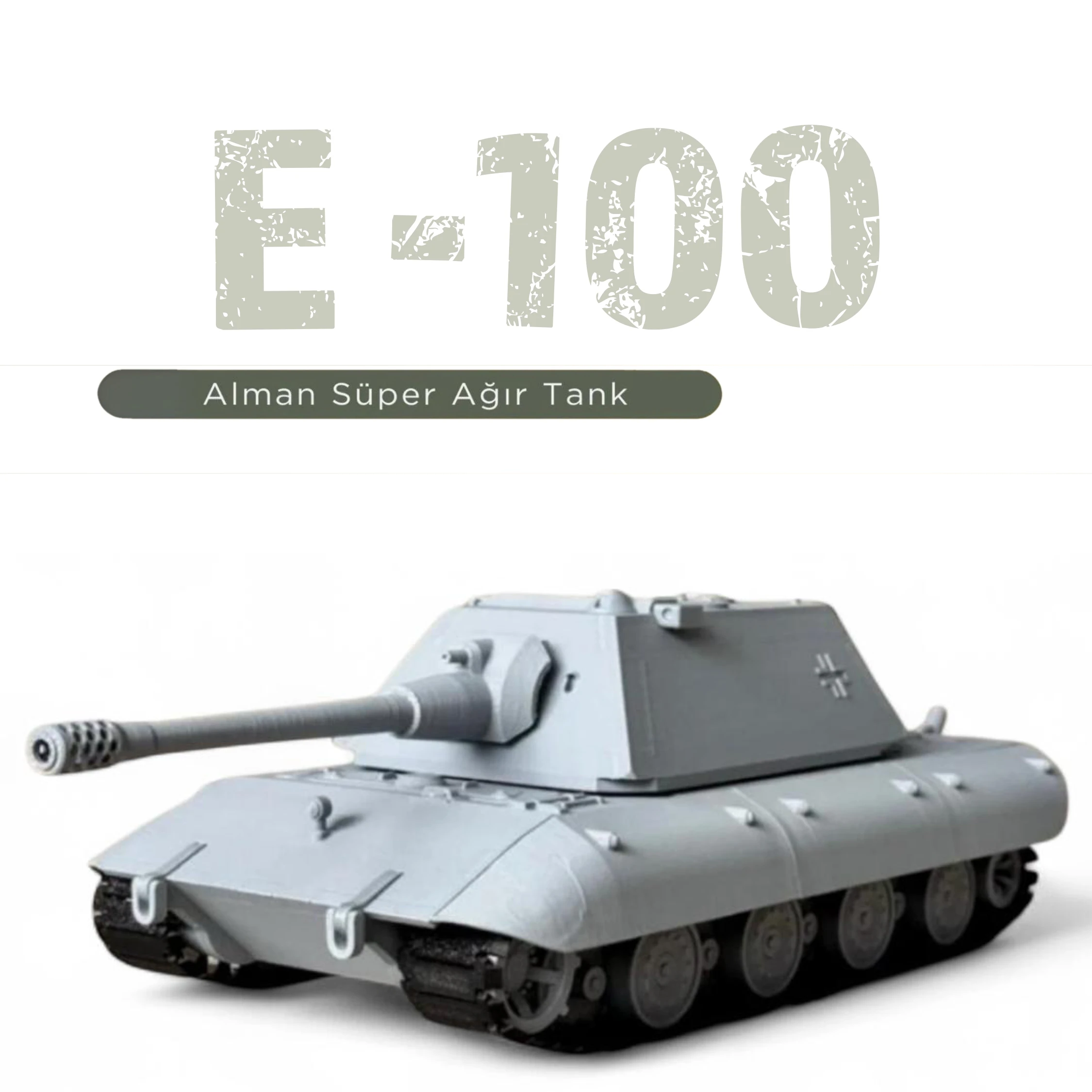 E 100  1/35 Ölçek, 12,8×29,3×9,5 cm Boyutlu, Hareketli Palet Sistemi Olan Tank Maketi