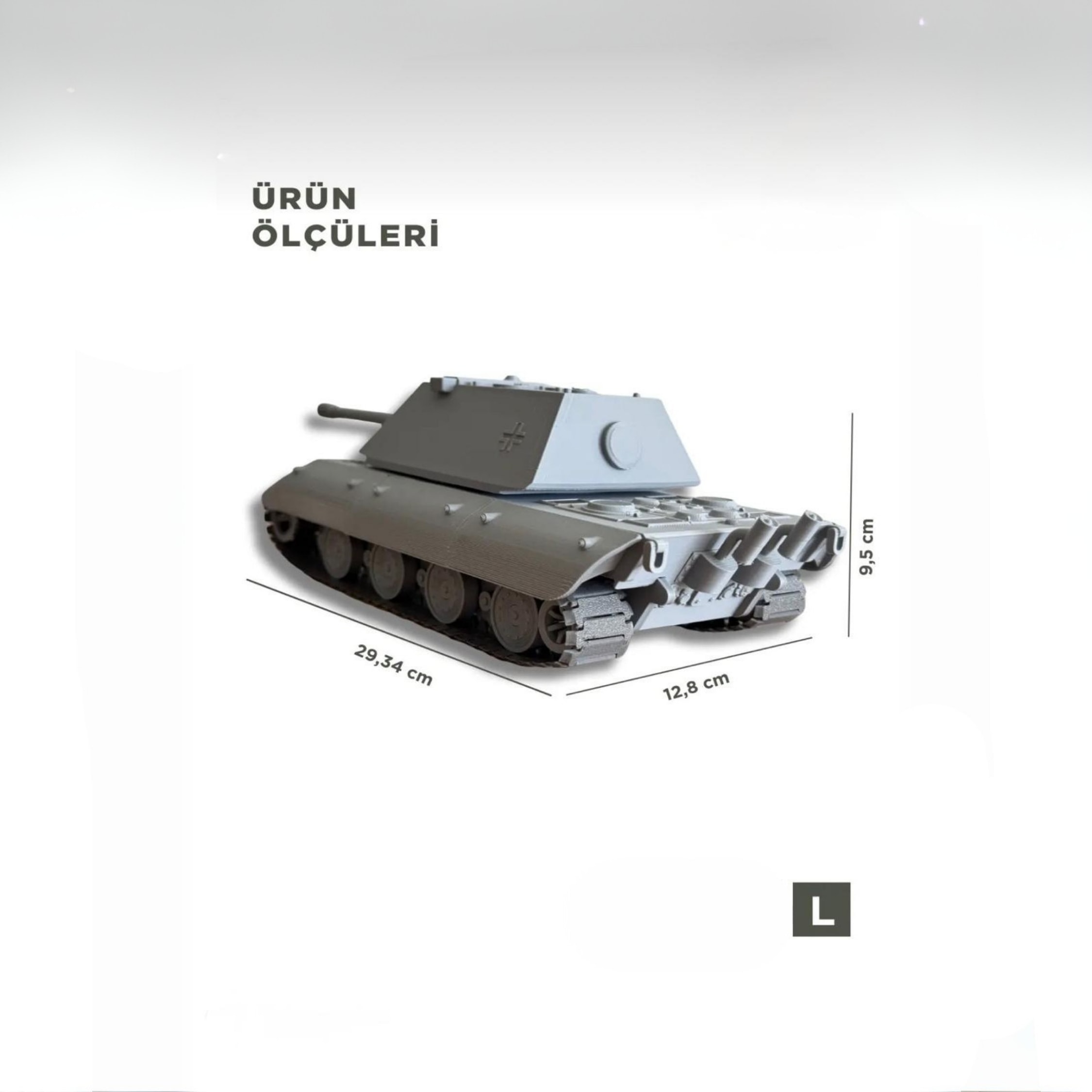 E100 1/35 Ölçek, 12,8×29,3×9,5 cm Boyutlu, Hareketli Palet Sistemi Olan Tank Maketi
