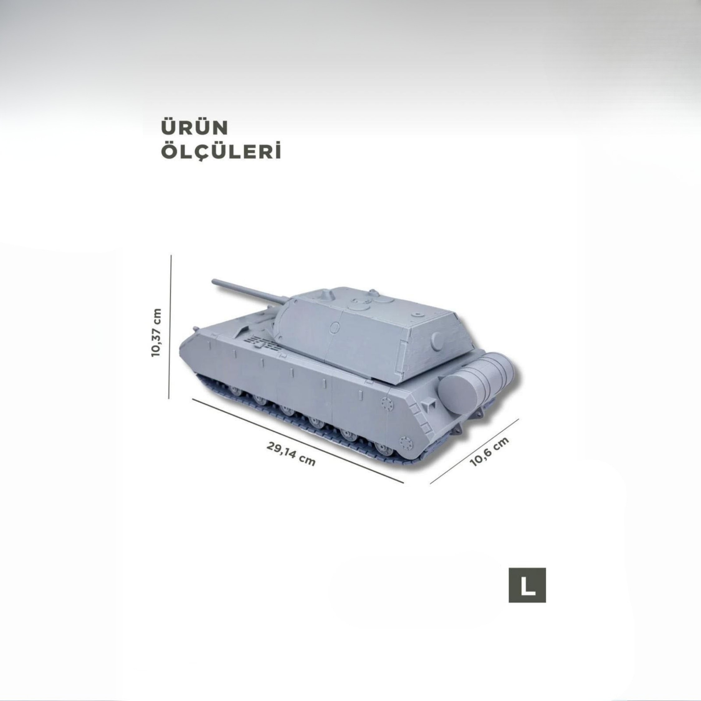 MAUS 1/35 Ölçek, 10,37x29,14x10,6 cm Boyutlu, Hareketli Palet Sistemi Olan Tank Maketi
