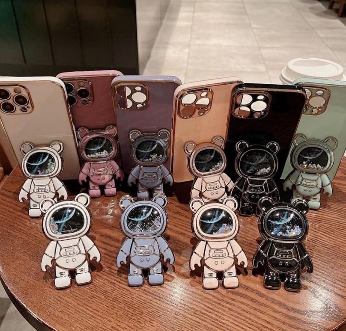 SULU SİMLİ ASTRONOT STANTLI PARLAK LÜX LAZER KILIFLAR