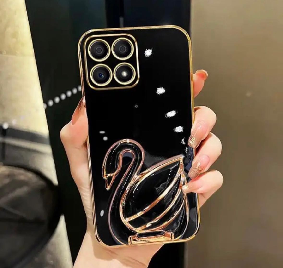 SEVİMLİ KUĞU STANTLI PARLAK LÜX LAZER KILIFLAR